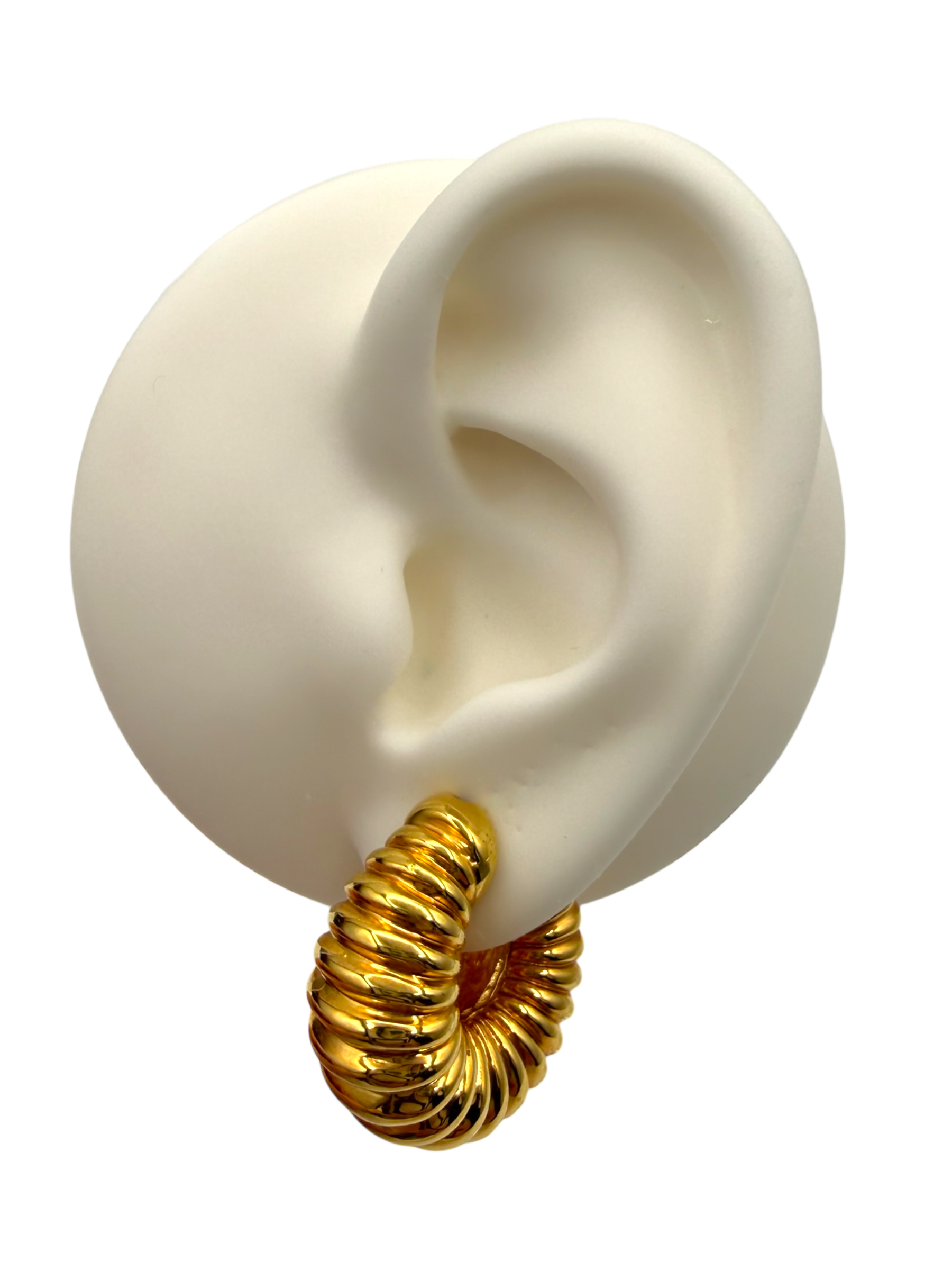 18k Chimento Ribbed Hoop Earrings