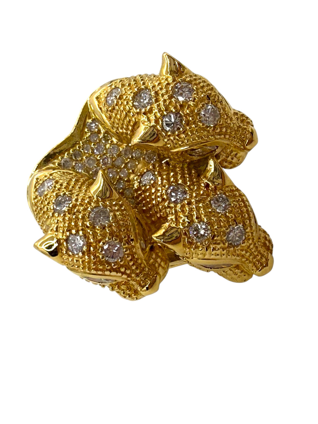 18k Diamond Panther Head Cerberus Ring
