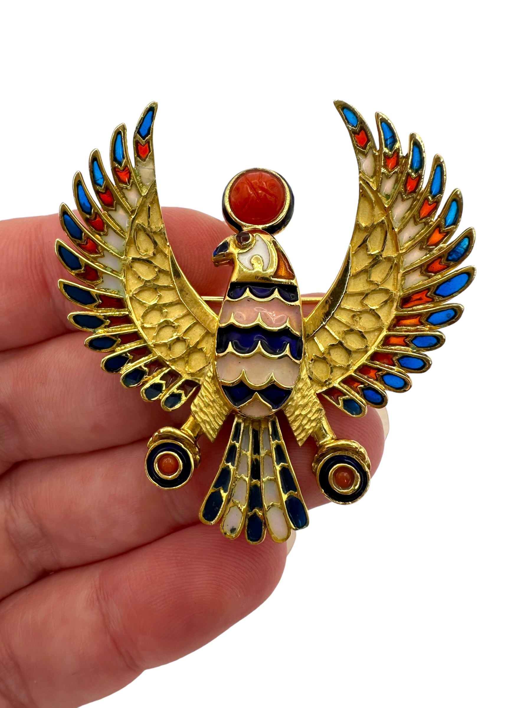 18k Horus Enamel Brooch