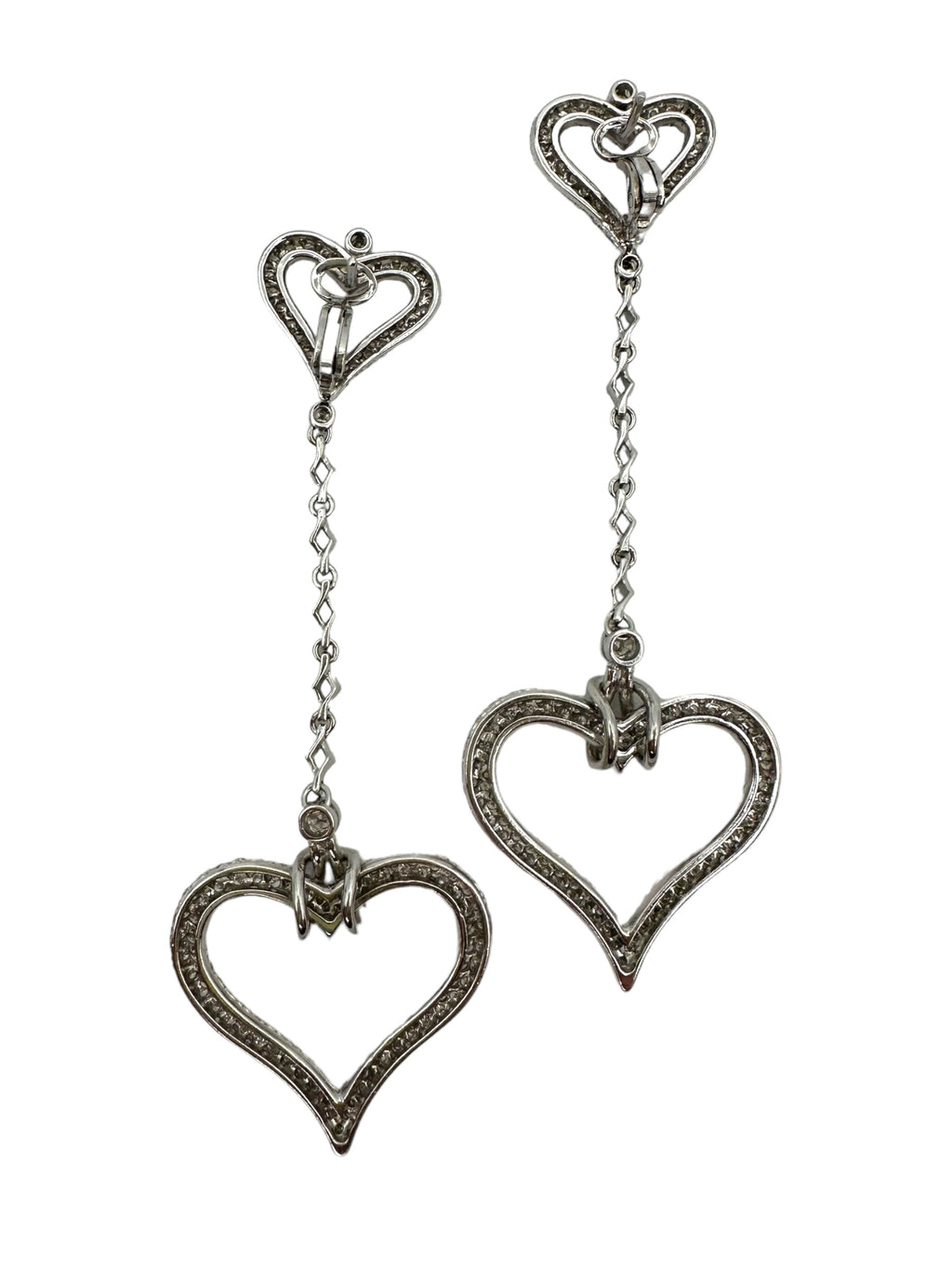 18k Diamond Heart Drop Earrings