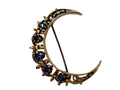 14k Sapphire Crescent Moon Pin