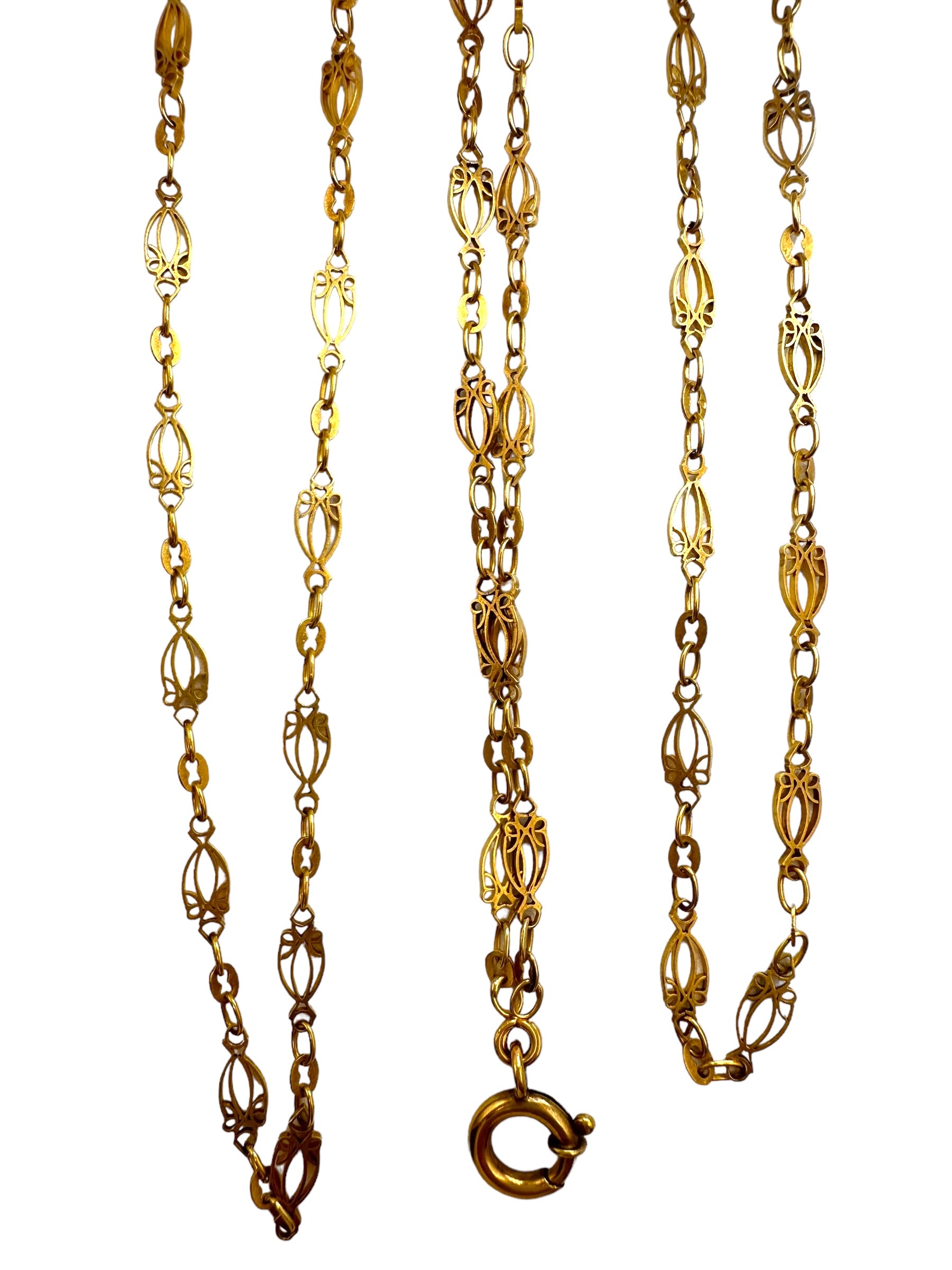 18k Victorian Long Guard Chain Necklace