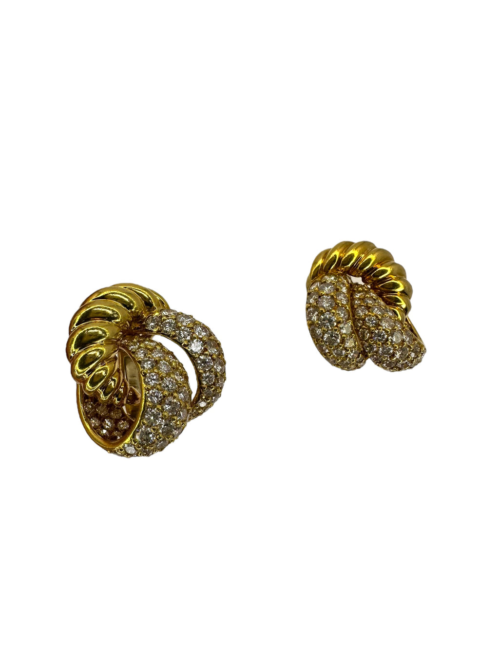 18k Diamond Classic Knot Clip Earrings