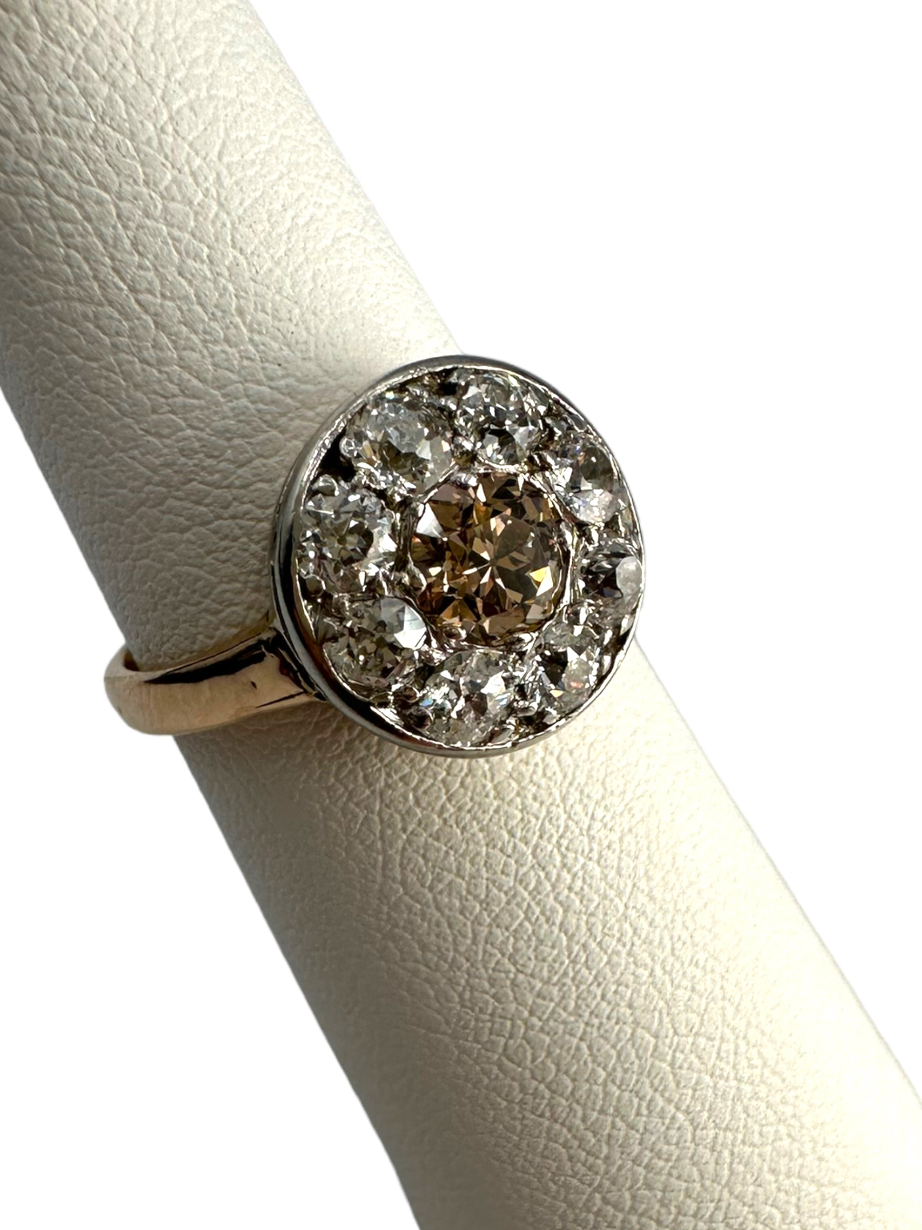 14k/ Platinum Old Euro Diamond Ring