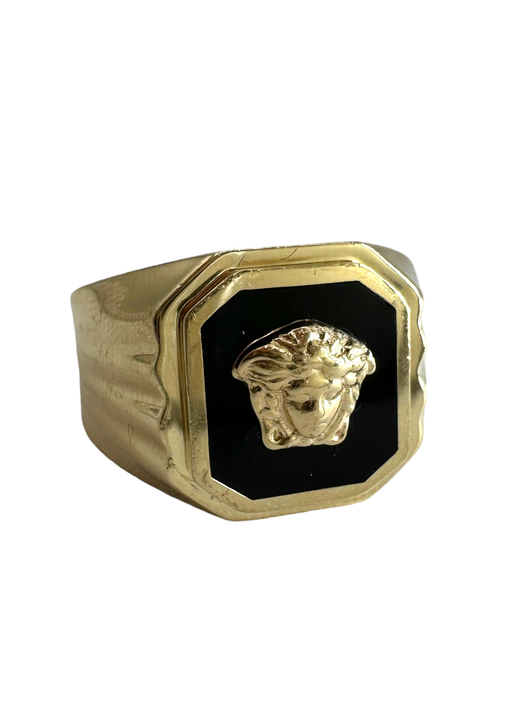 14k Onyx Medusa Head Ring