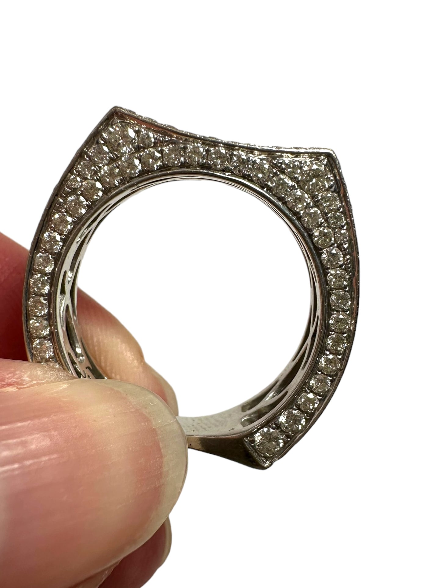 14k White Gold Geometric Diamond Ring