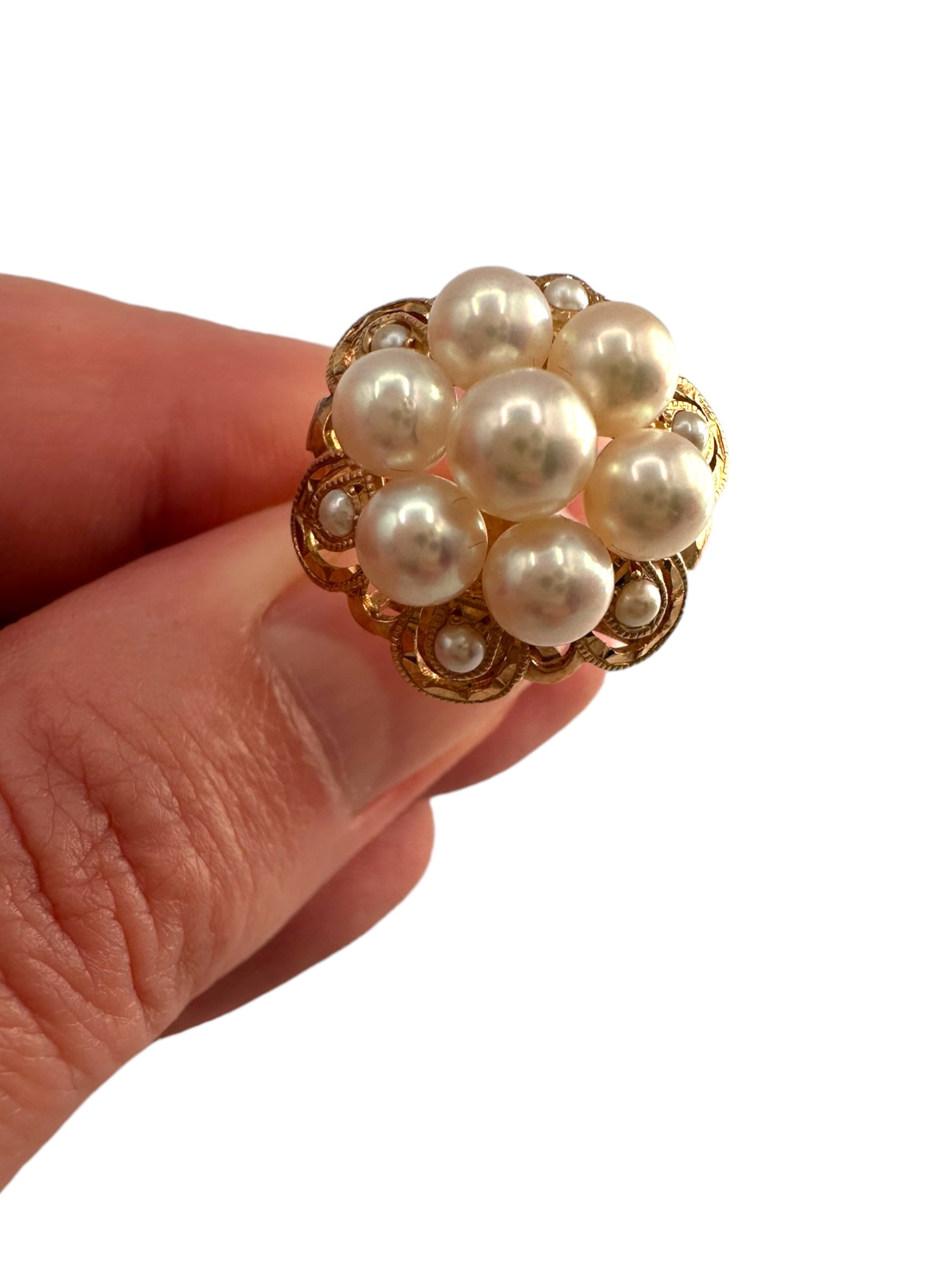 14k Pearl Cluster Ring