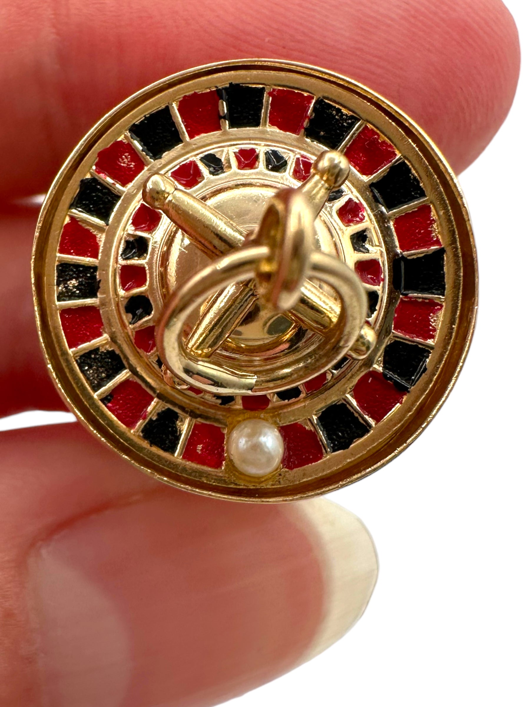 14k Enamel Roulette Wheel Dice Charm