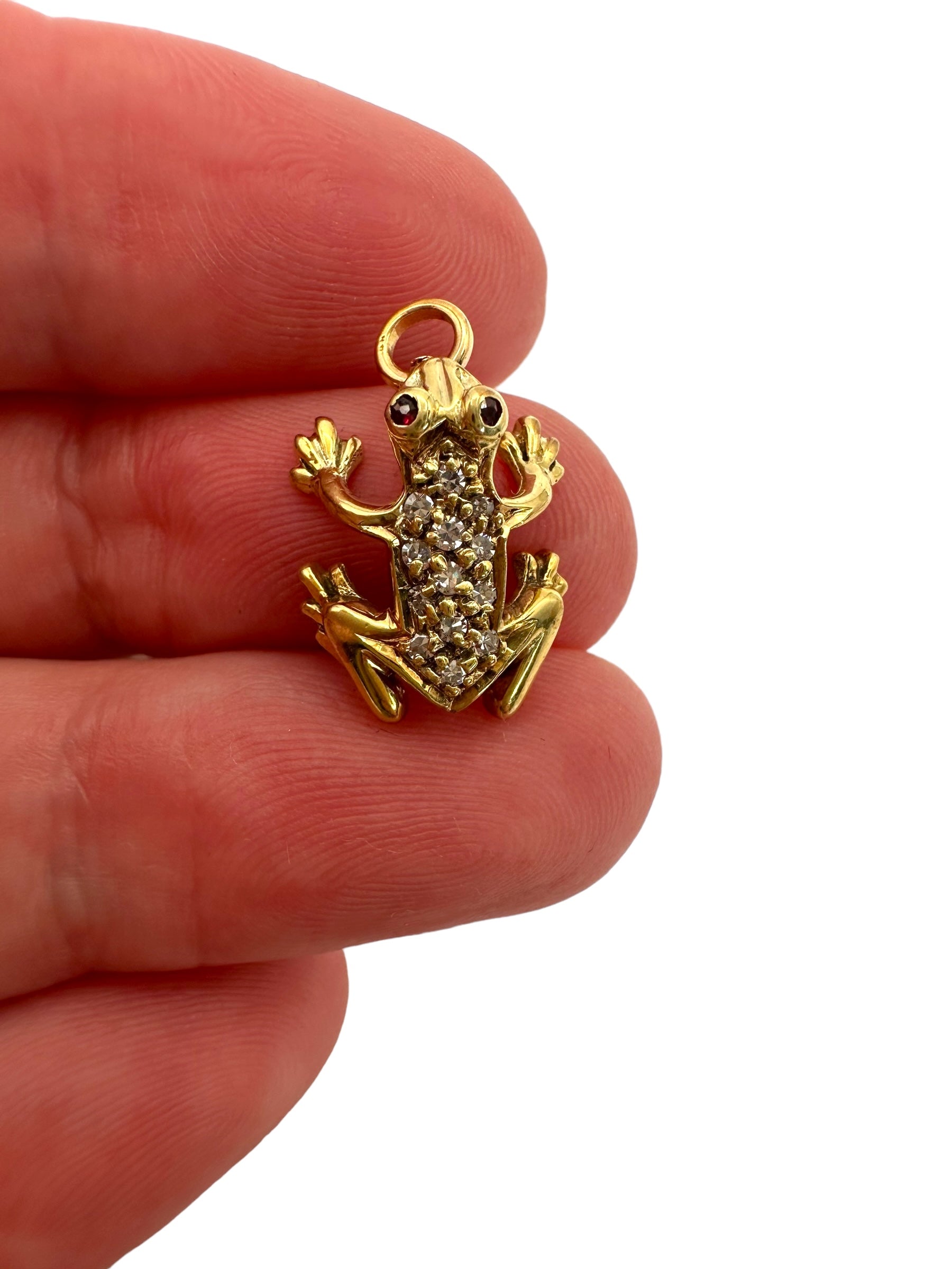 14k Frog Diamond Charm