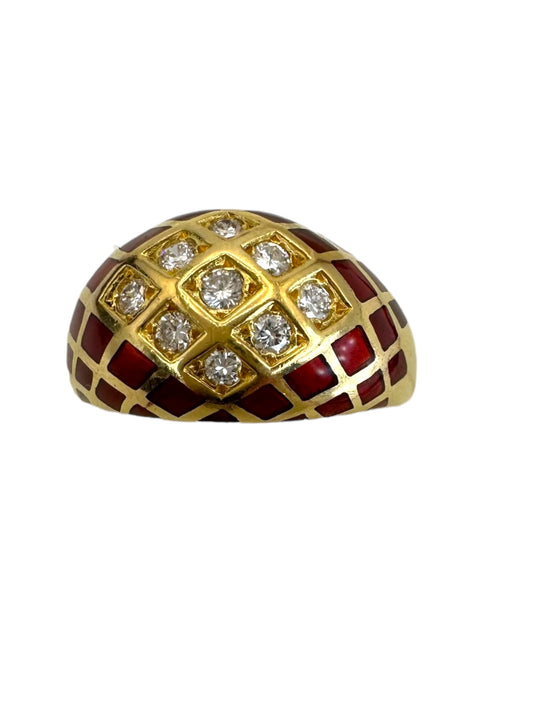 18k Mauboussin Enamel Diamond Ring