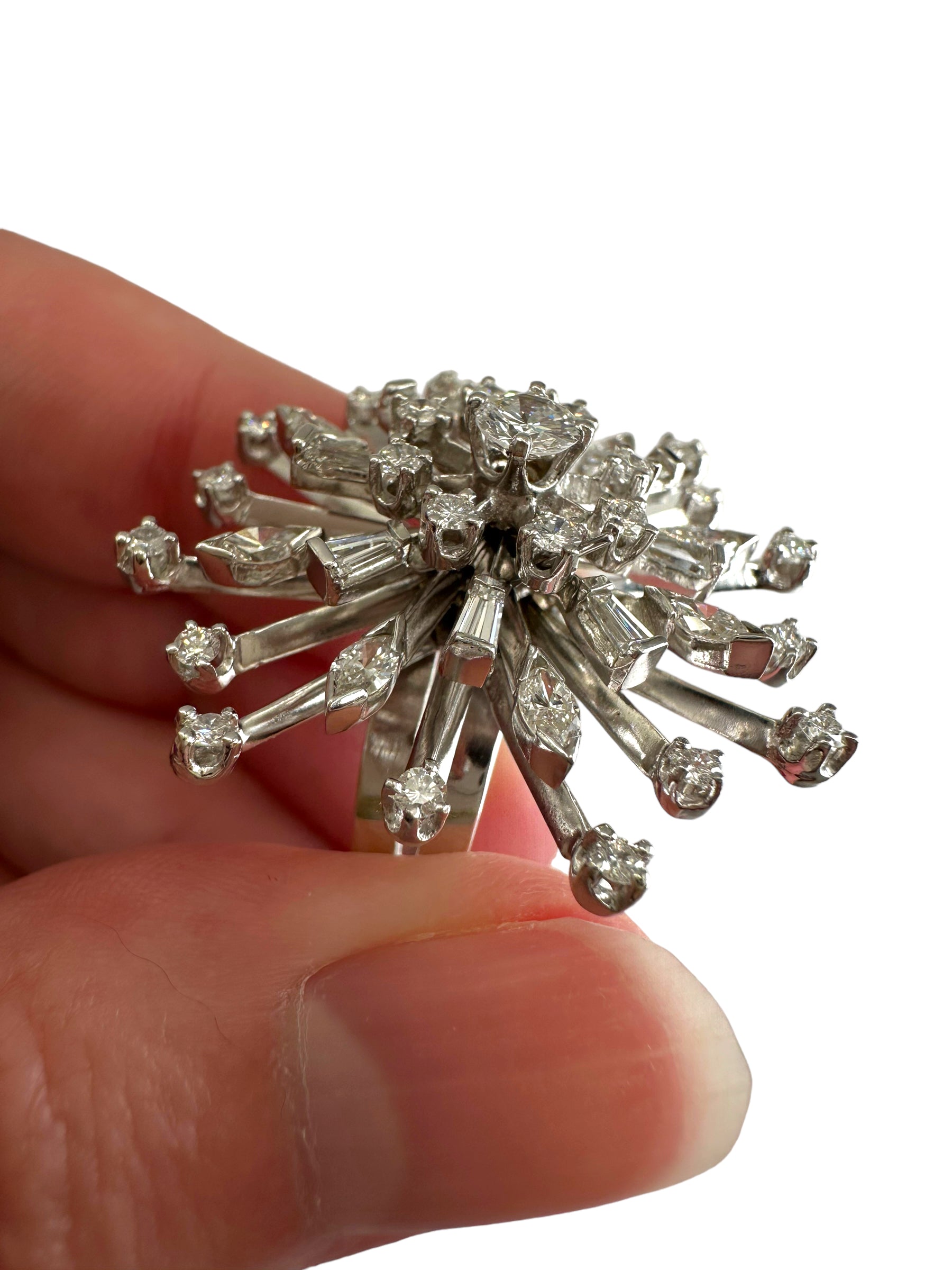 14k Diamond Starburst Ring