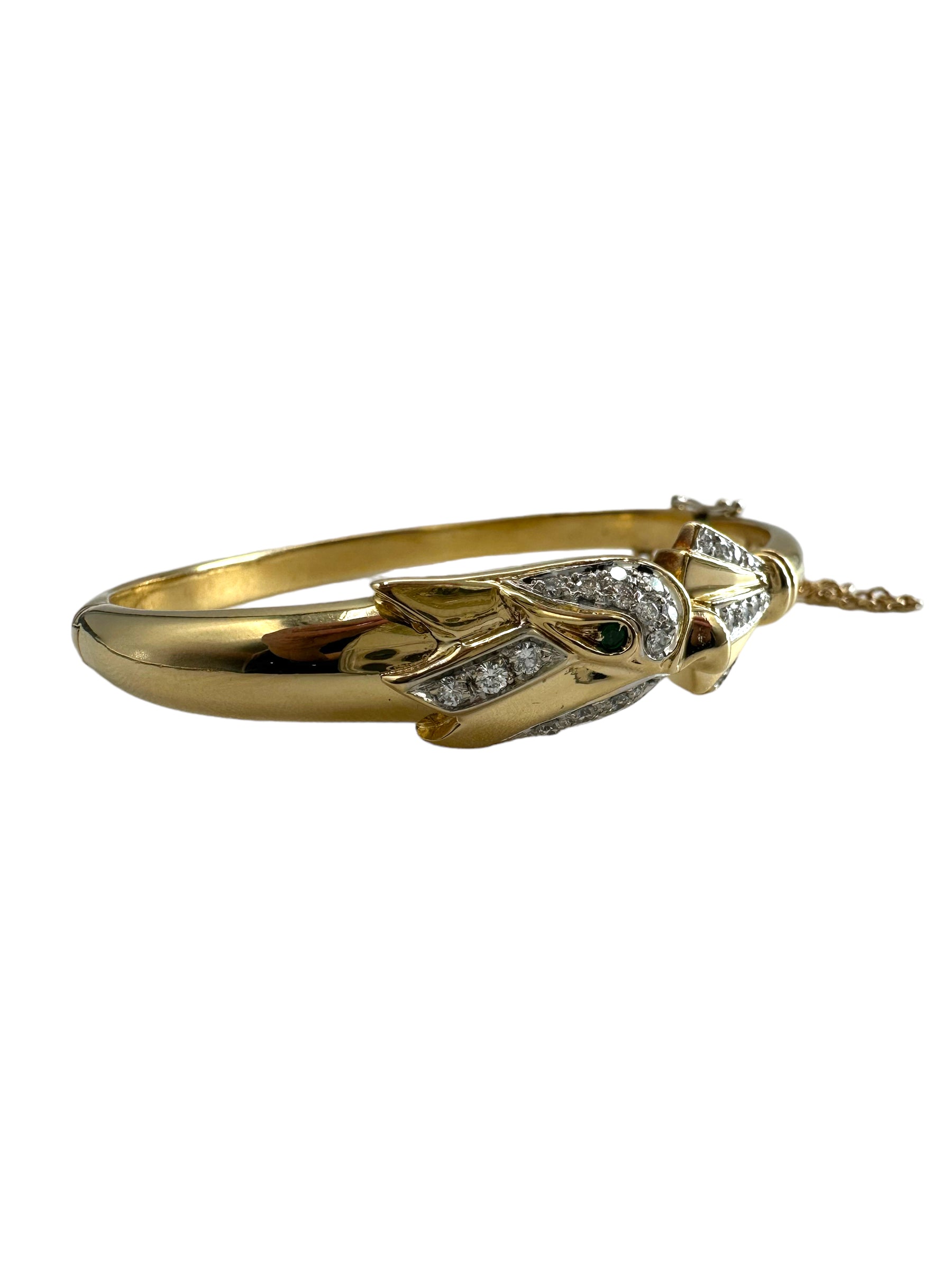 18k Phoenix Bird Diamond Bangle Bracelet