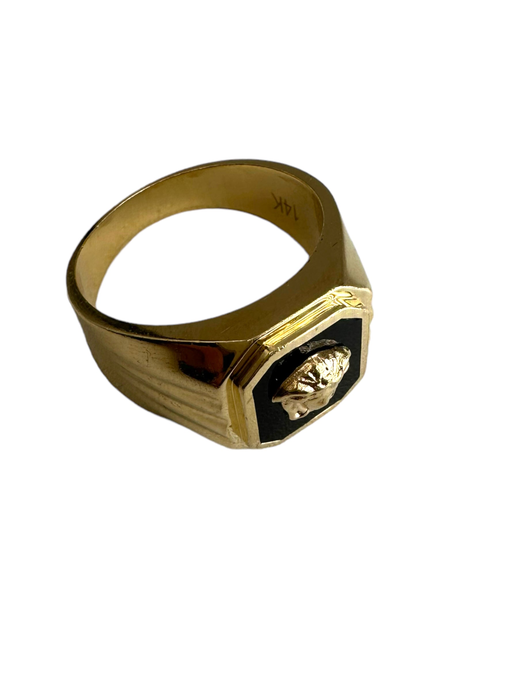 14k Onyx Medusa Head Ring