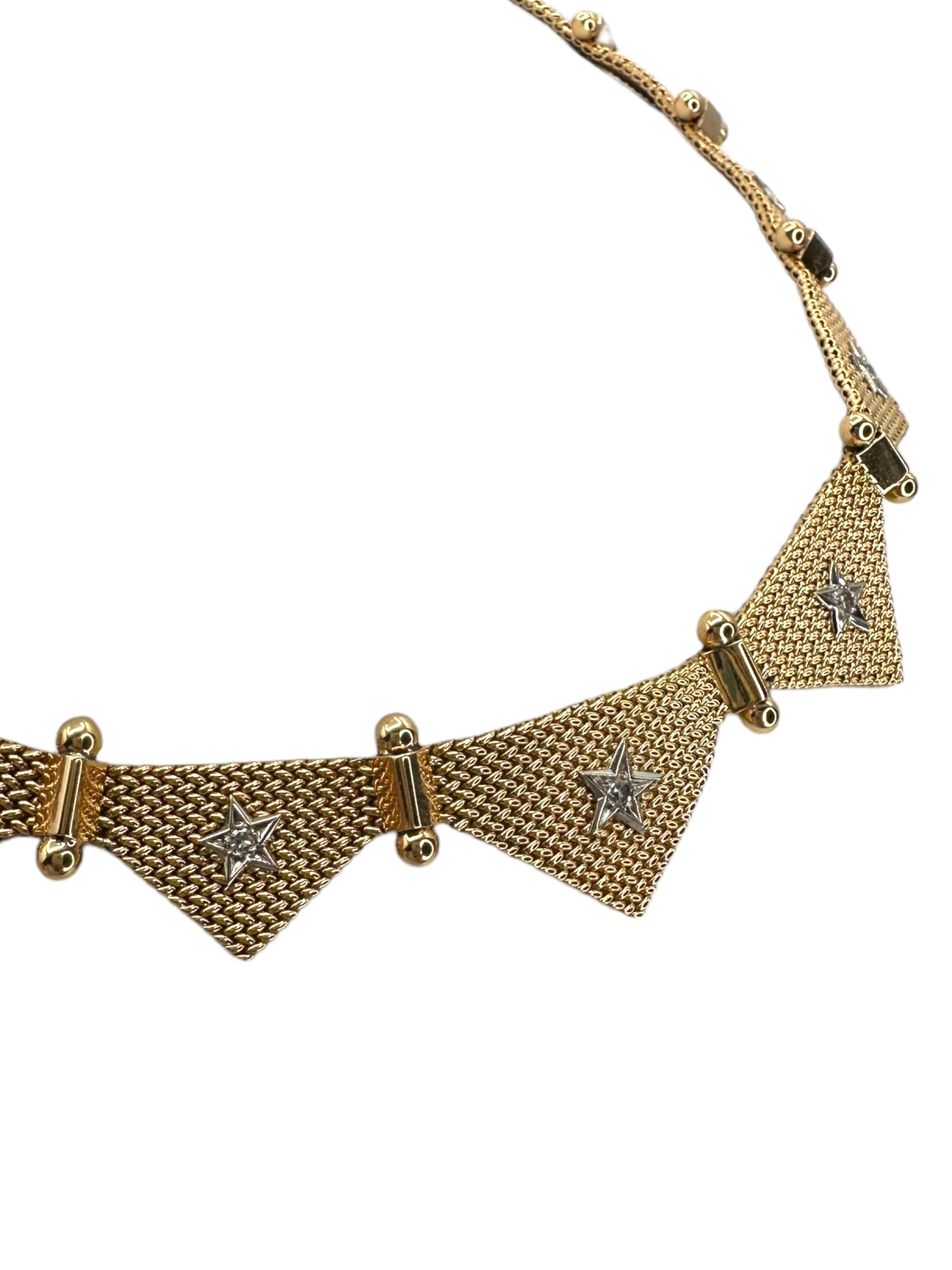 18k Retro Star Diamond Collar Necklace