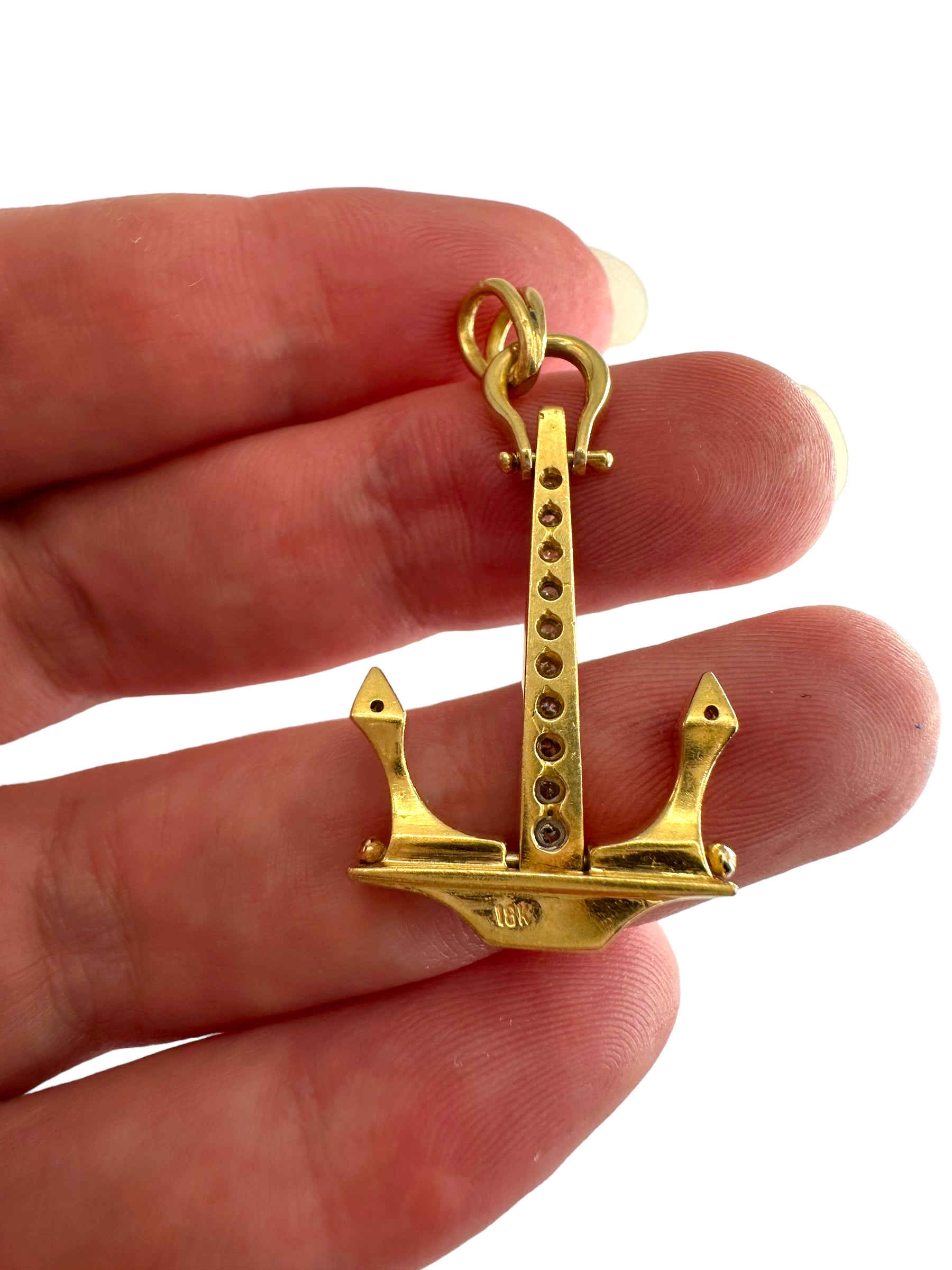 18k Anchor Diamond Pendant