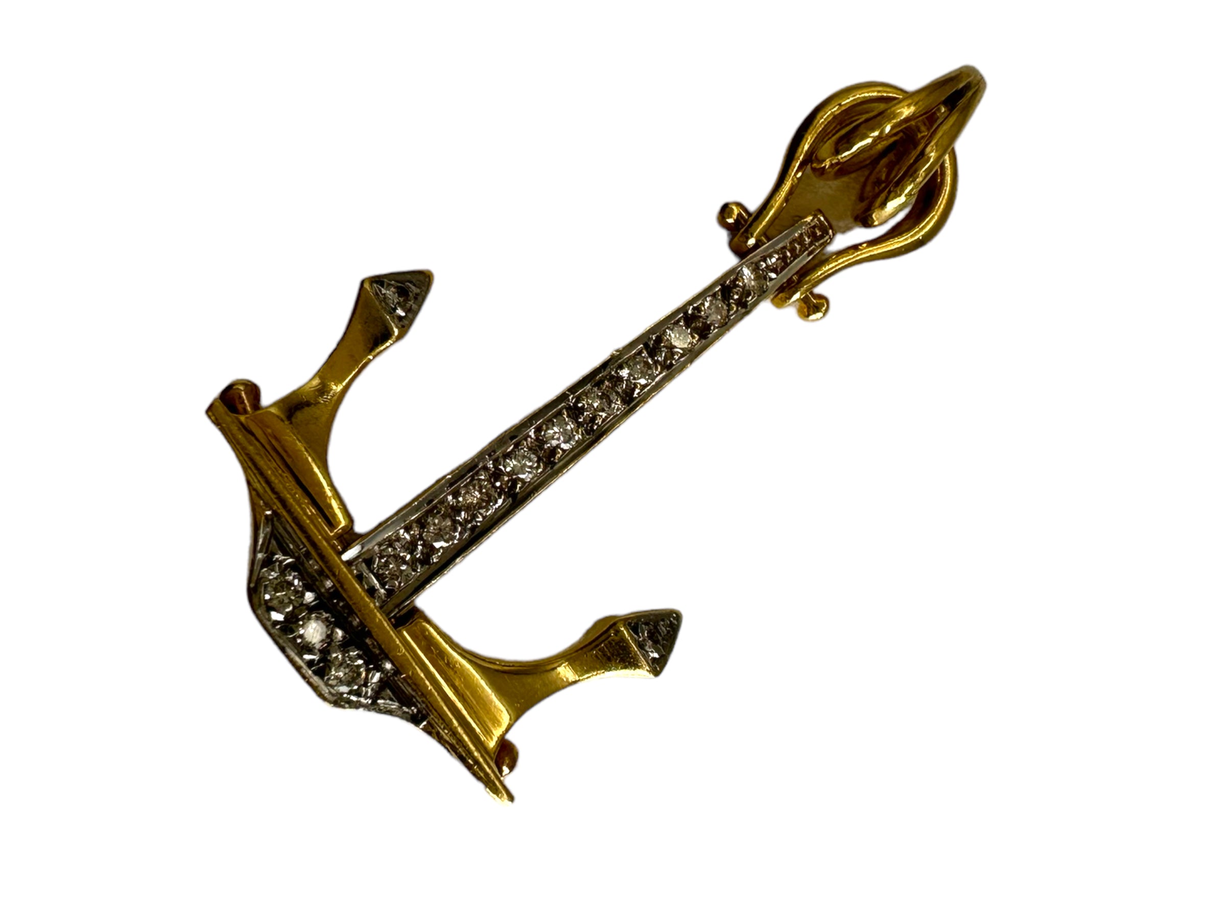 18k Anchor Diamond Pendant