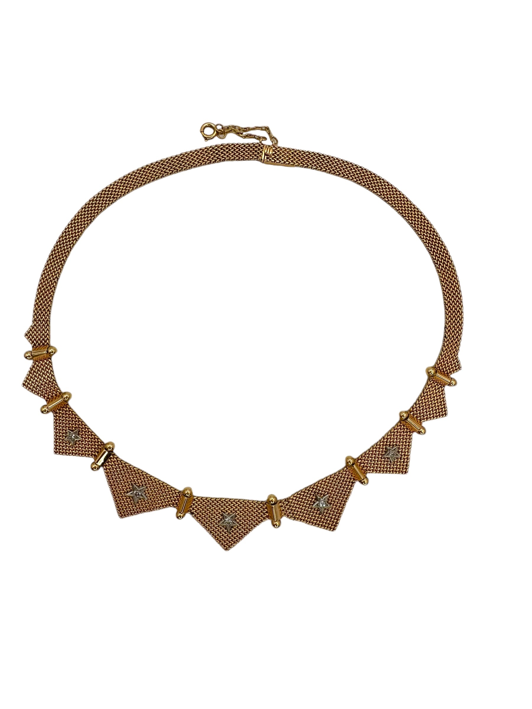 18k Retro Star Diamond Collar Necklace