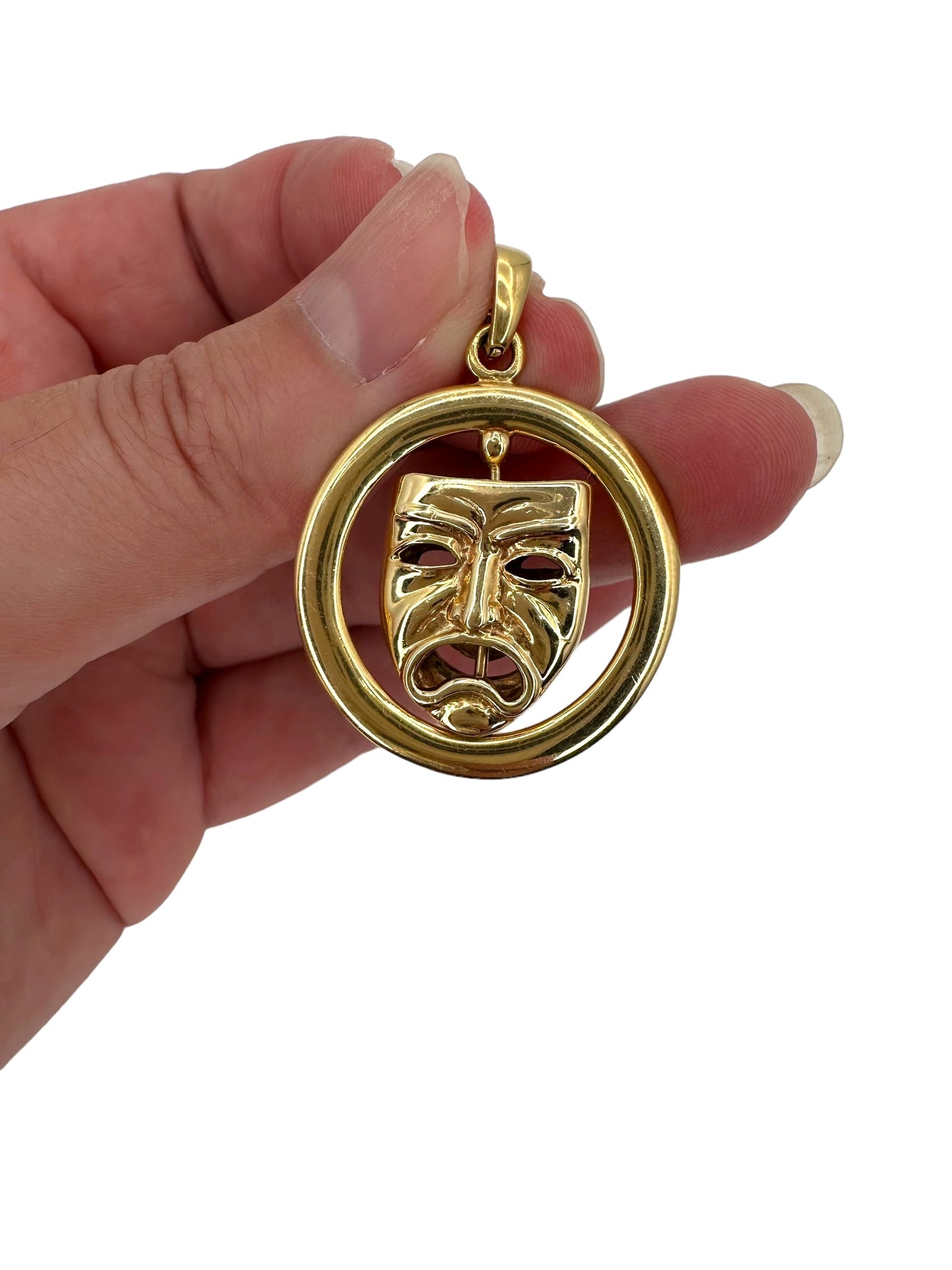 14k Theatrical Articulating Mask Pendant