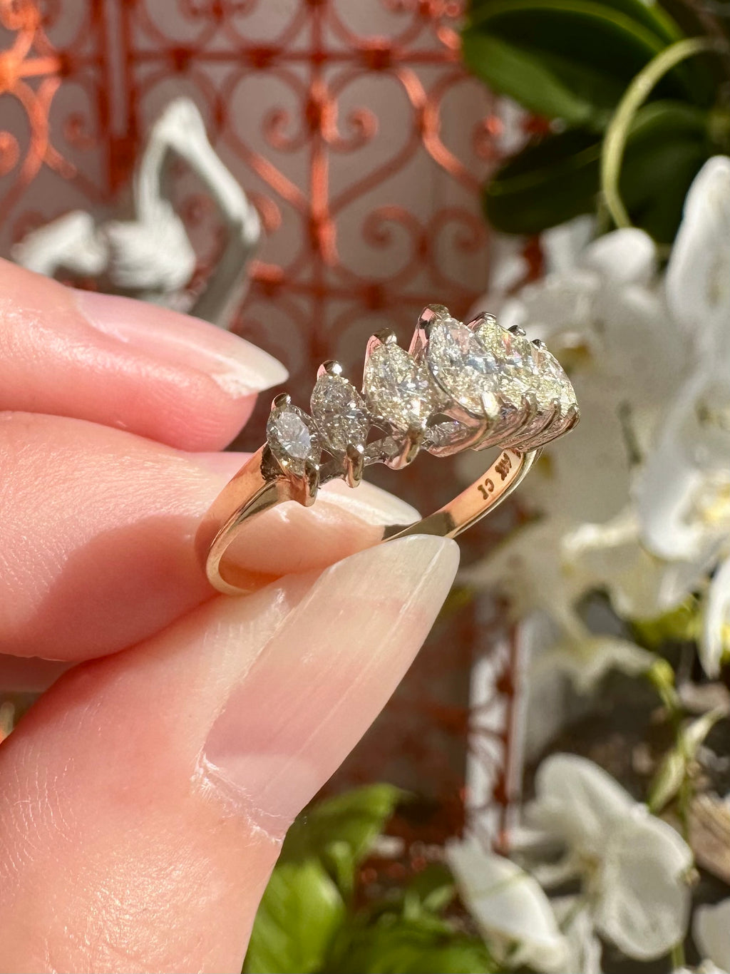 14k Marquis Diamond Stacker Band