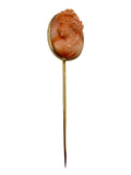 14k Carved Coral Cameo Stick Pin