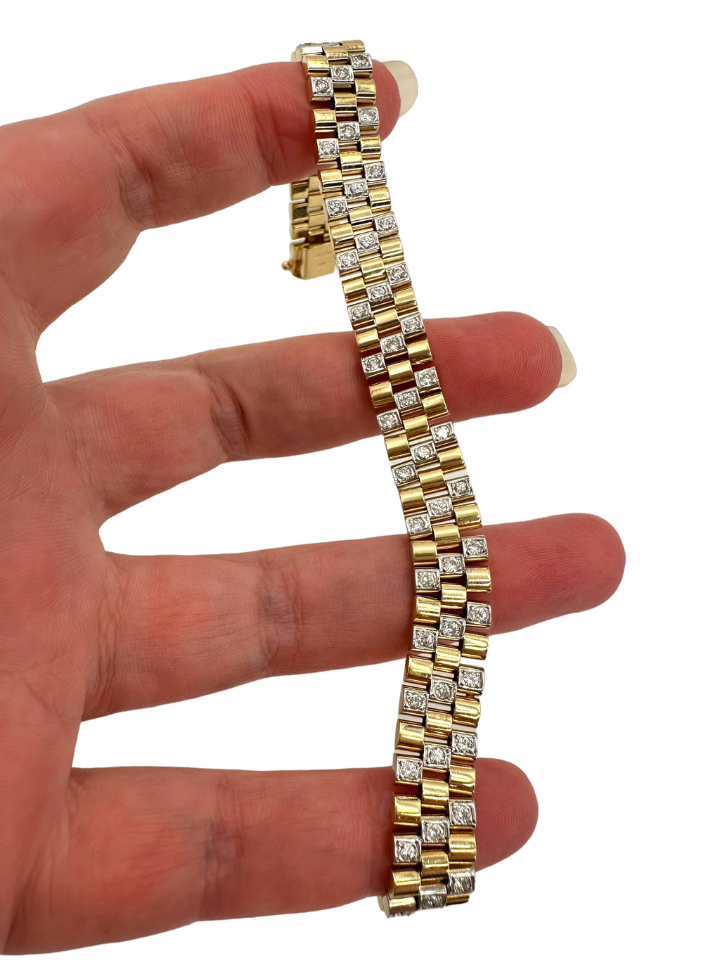 14k Watch Band Style Diamond Bracelet