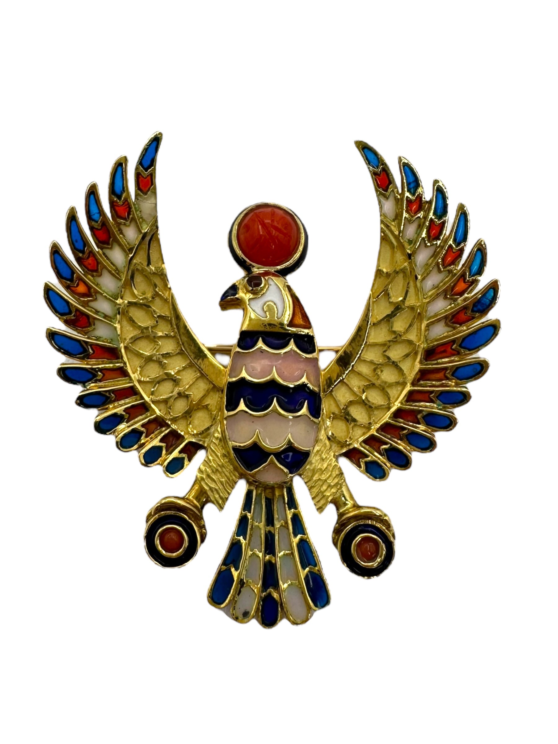 18k Horus Enamel Brooch