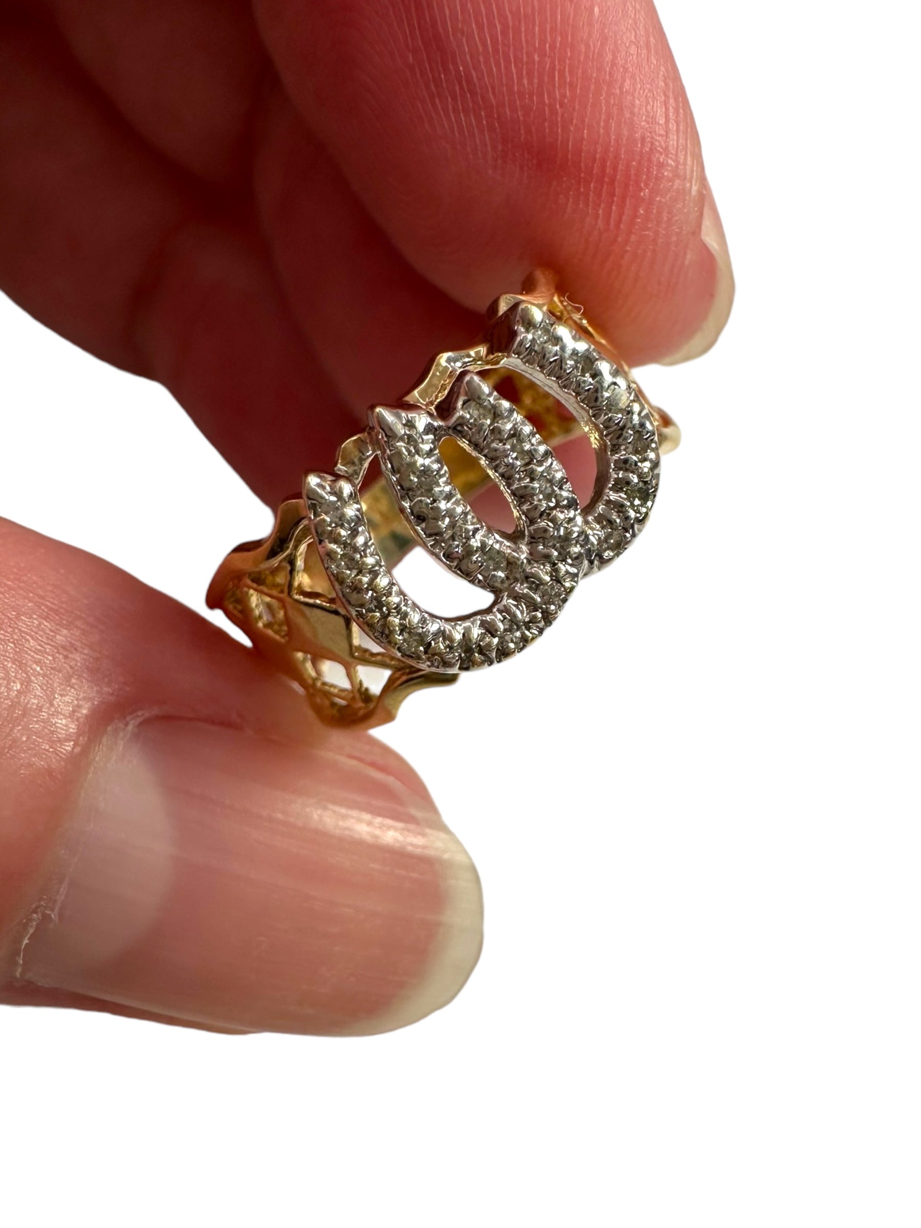 14k Diamond Double Horseshoe Ring