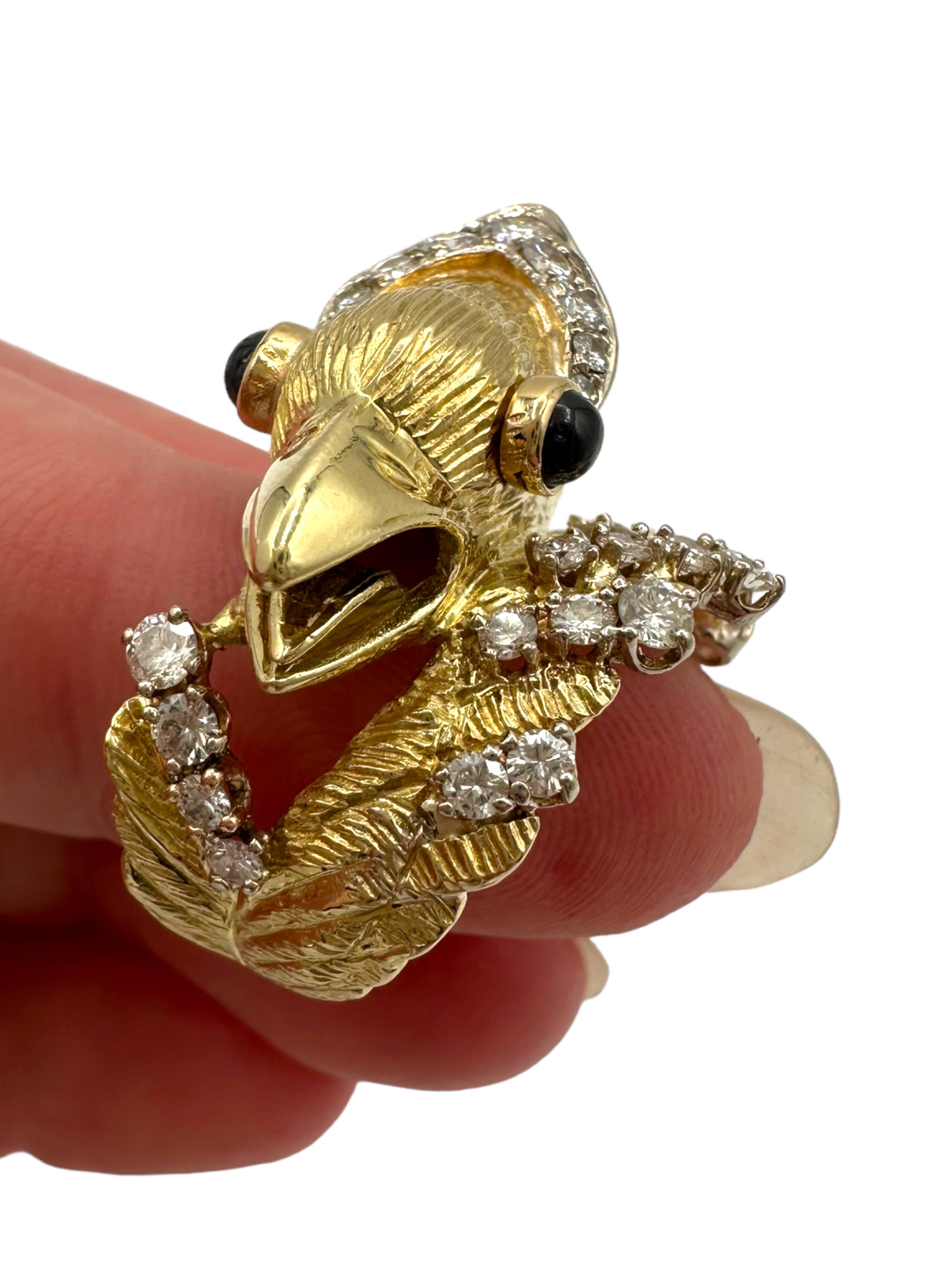 14k Diamond Phoenix Bird Ring