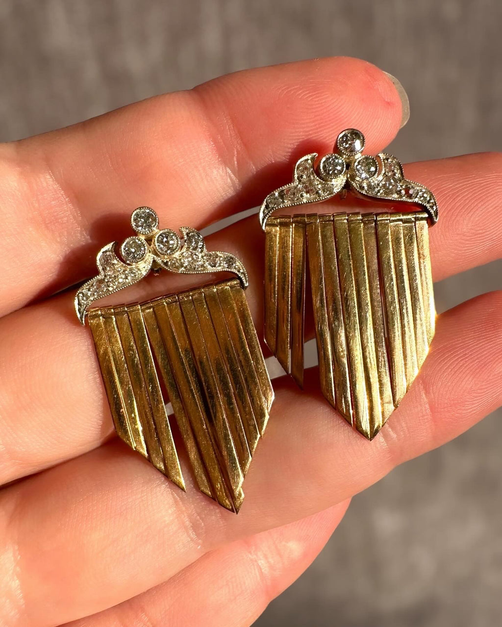 18k Silver Diamond Fringe Earrings