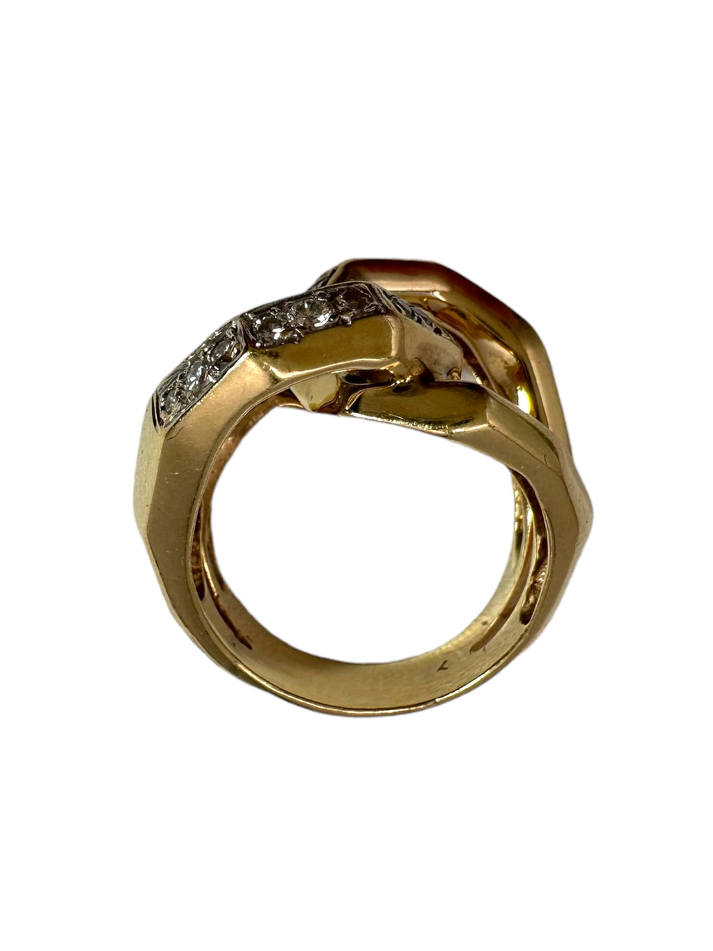 14k Chunky Geometric Diamond Ring