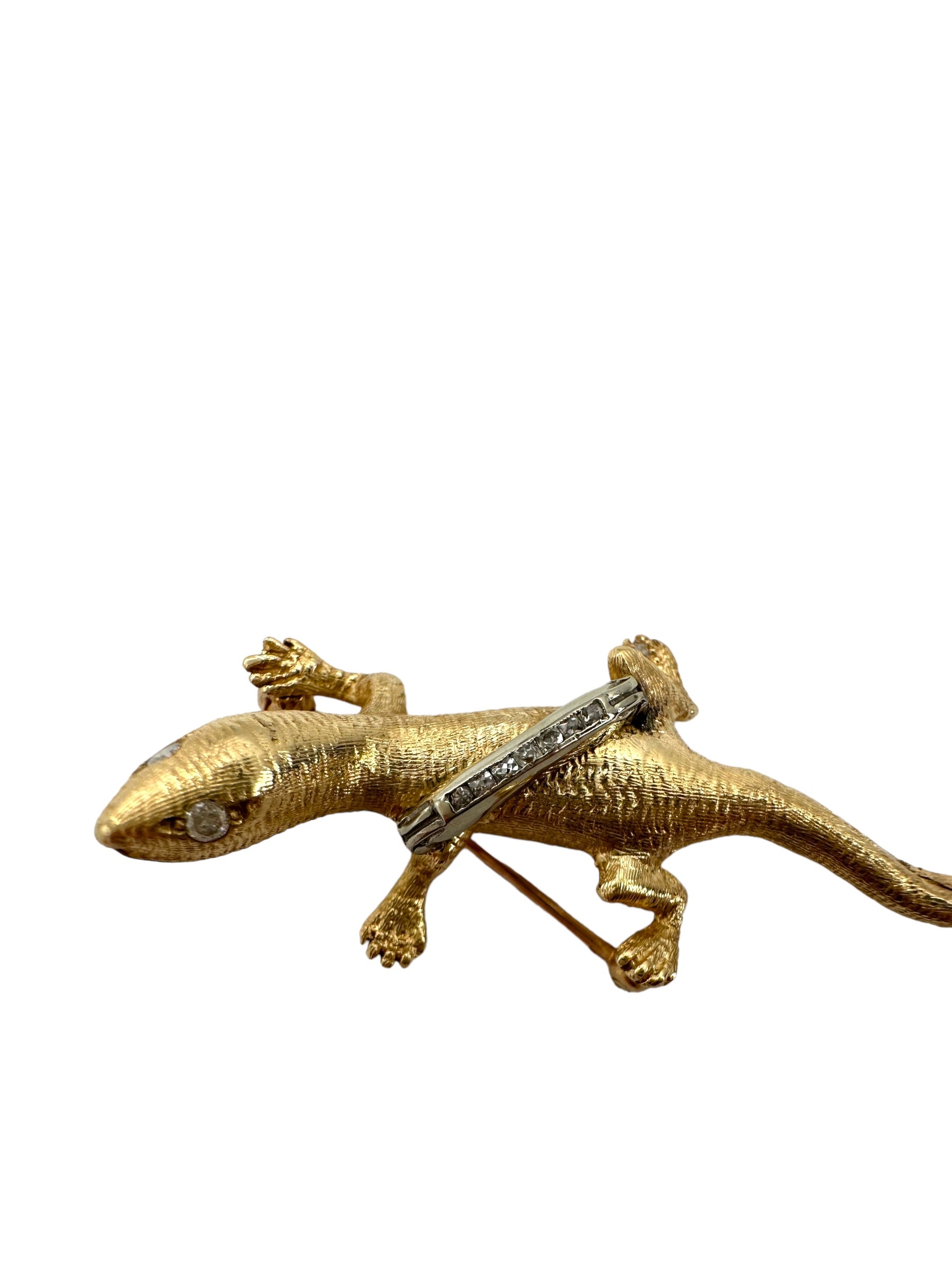 14k Diamond Lizard Brooch