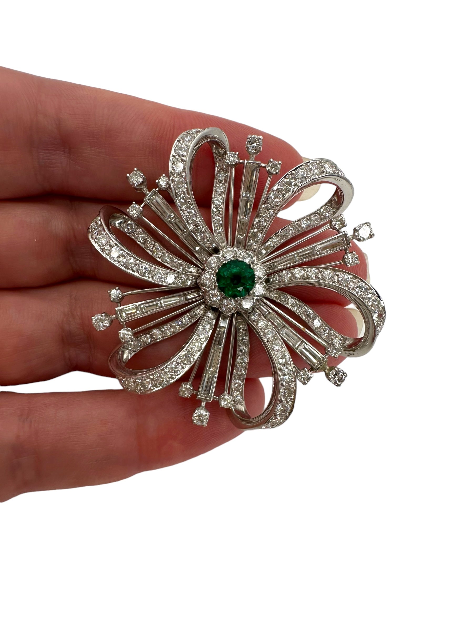 Platinum Emerald Diamond Pendant