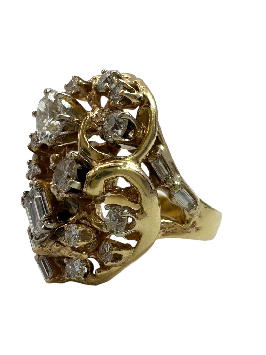 14k Brutalist Diamond Cluster Ring