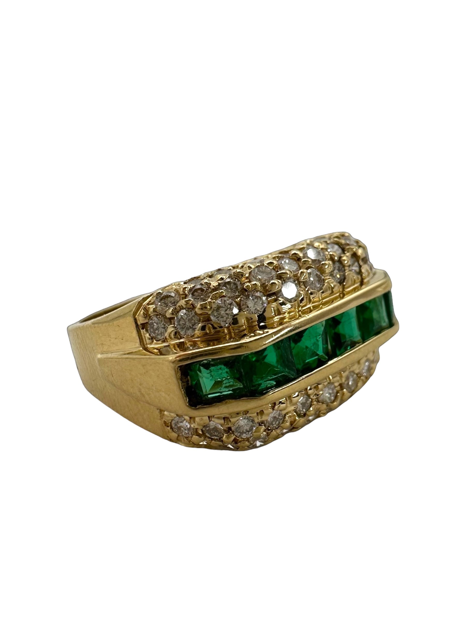 18k Emerald Diamond Ring