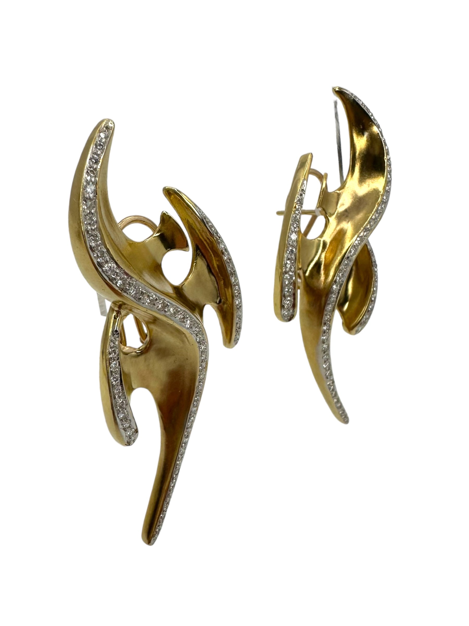 18k Statement Abstract Diamond Earrings