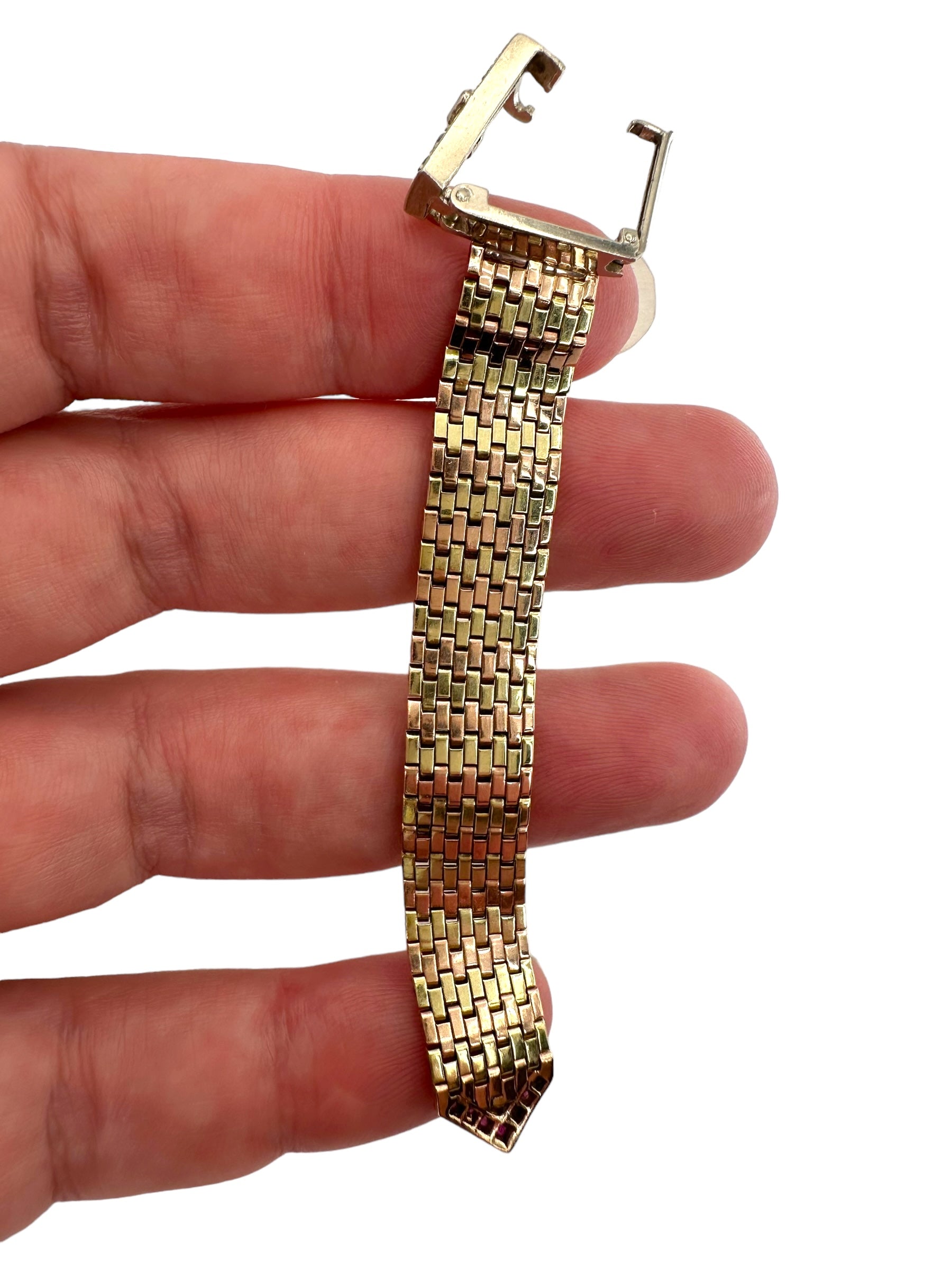 14k Retro Ruby Diamond Buckle Ring