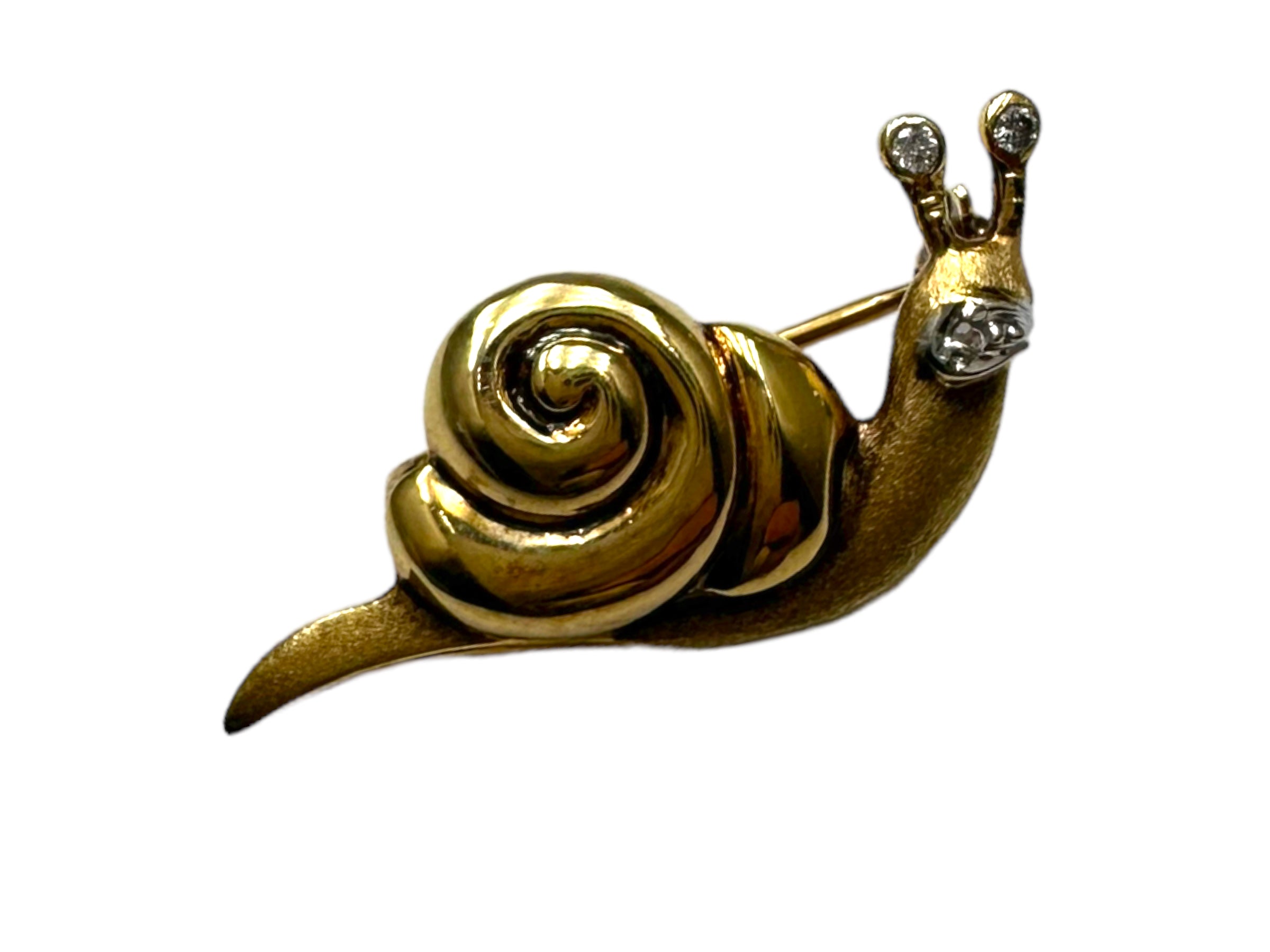 14k Diamond Snail Pin