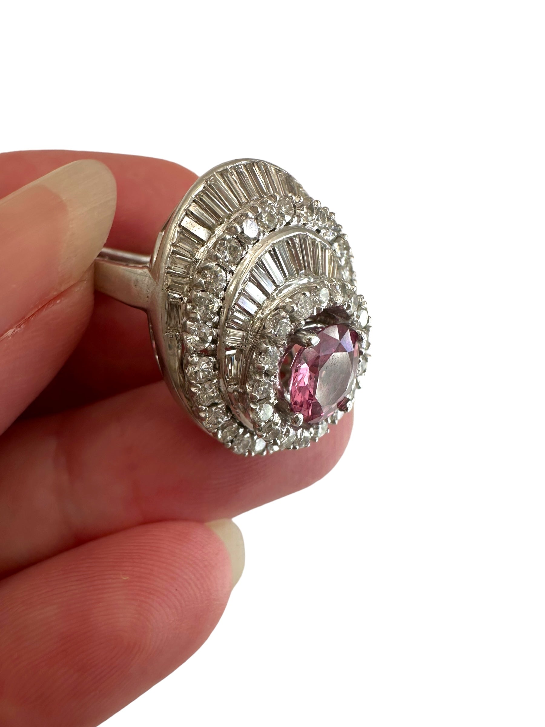 Platinum Sapphire Diamond Cocktail Ring