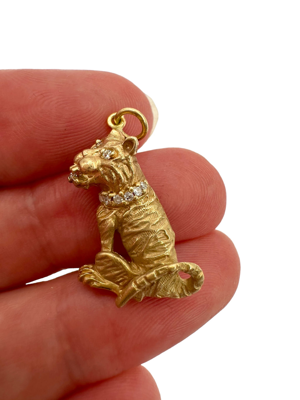 14k Diamond Tiger Charm
