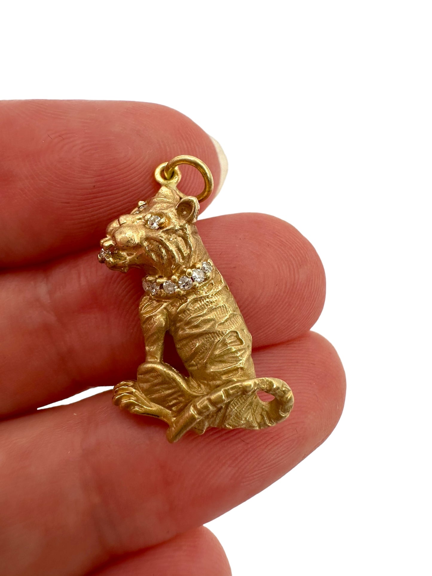 14k Diamond Tiger Charm