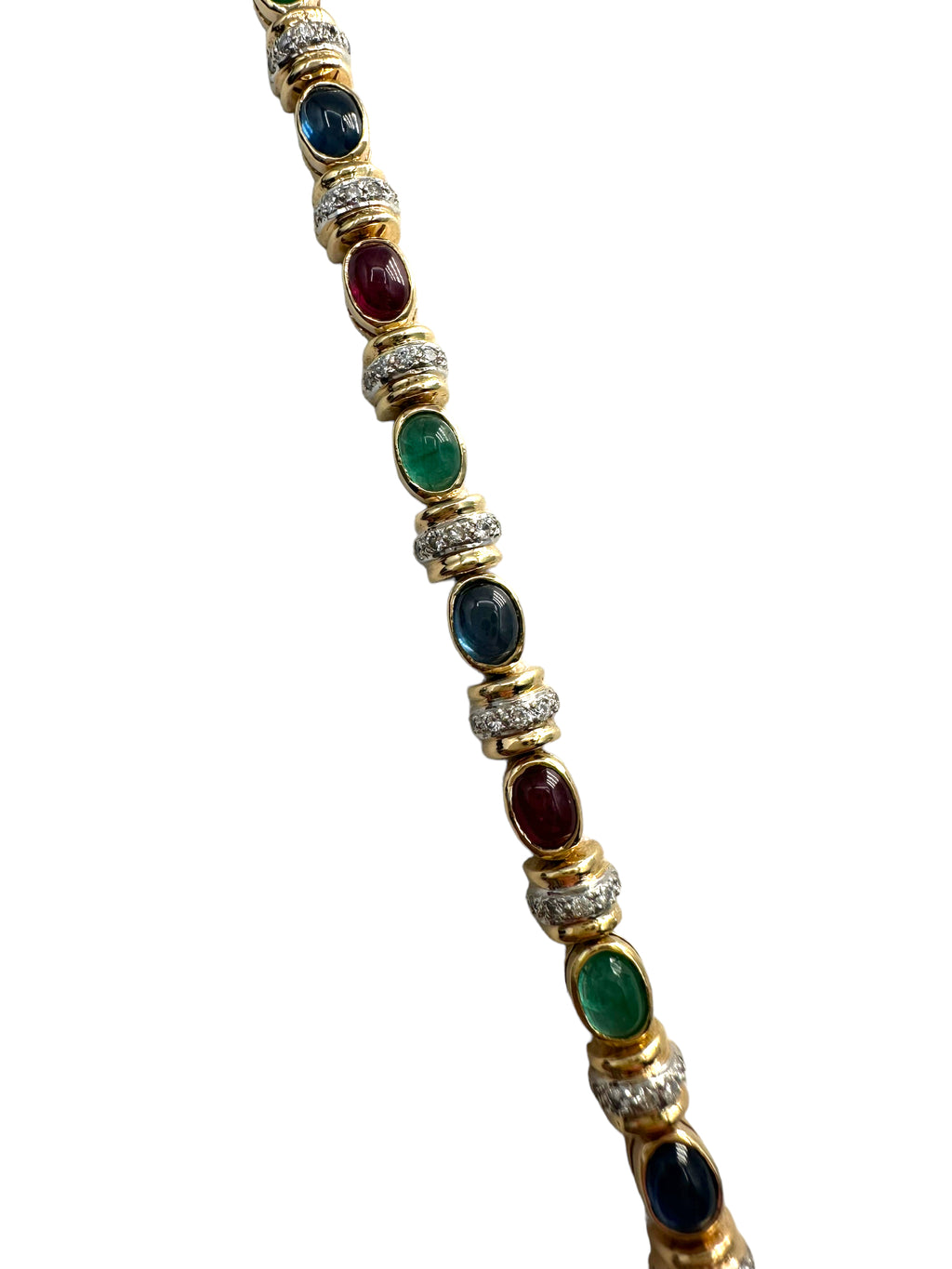 14k Emerald, Sapphire, Ruby, Diamond Bracelet