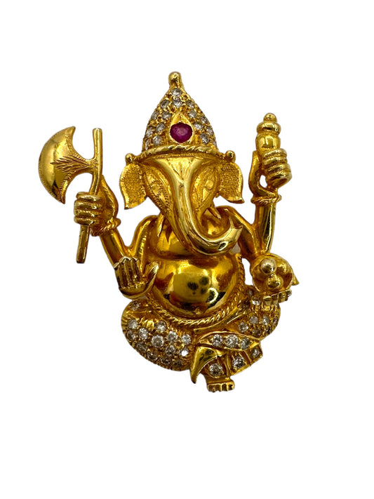 16k Lord Ganesh Diamond Pendant