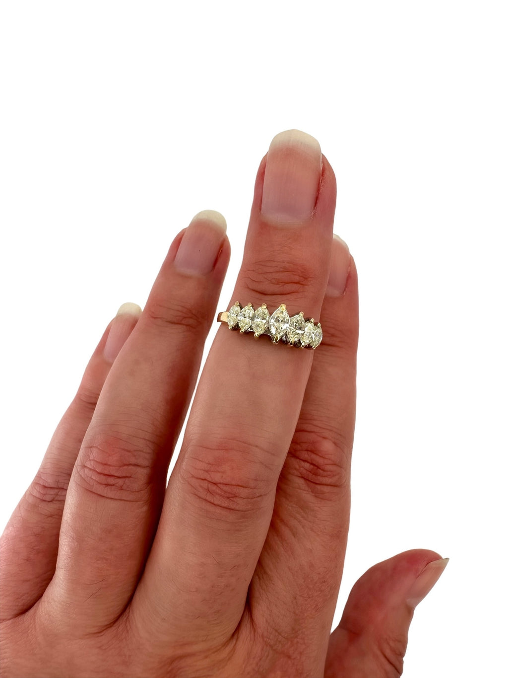 14k Marquis Diamond Stacker Band