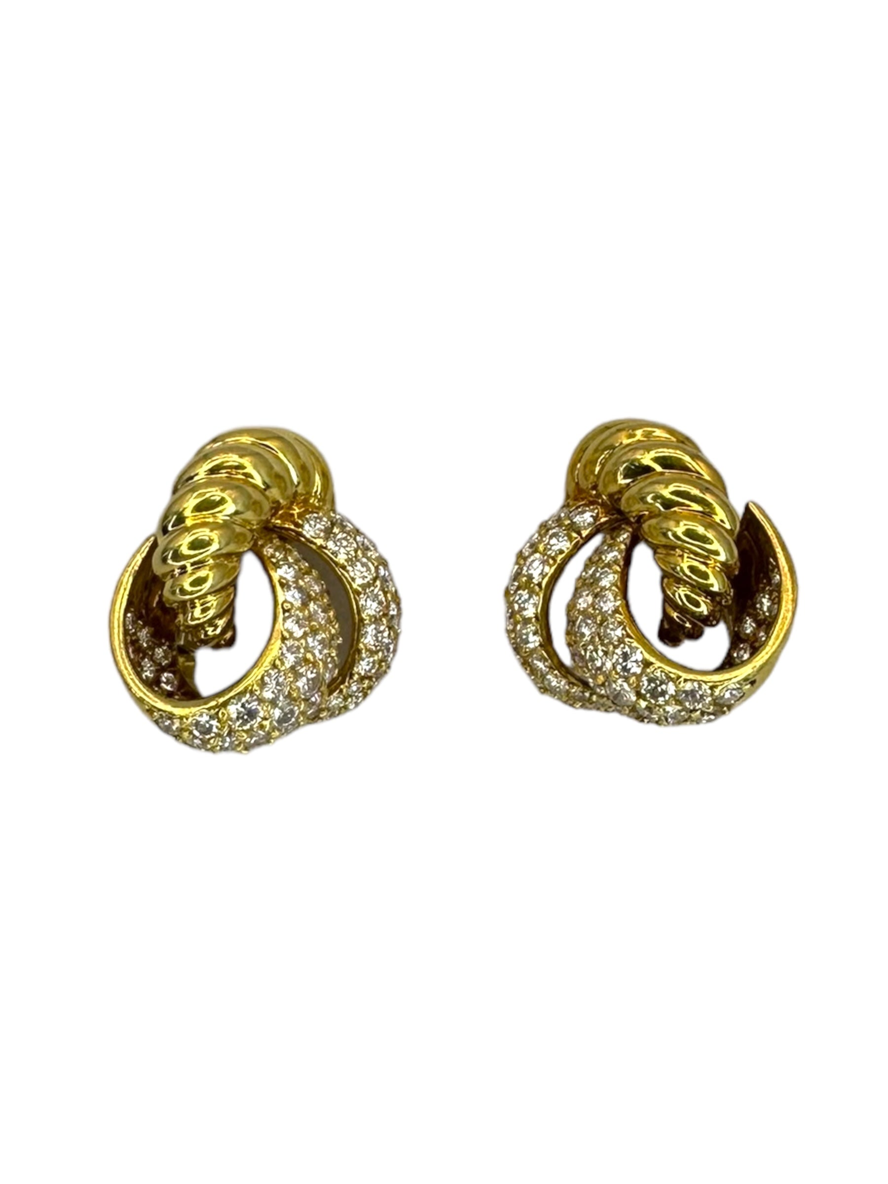 18k Diamond Classic Knot Clip Earrings