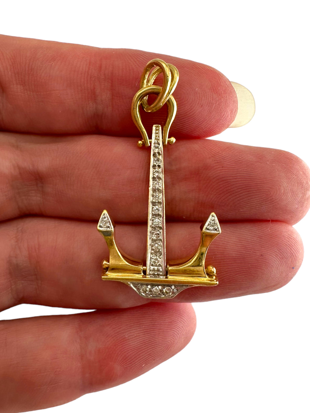18k Anchor Diamond Pendant