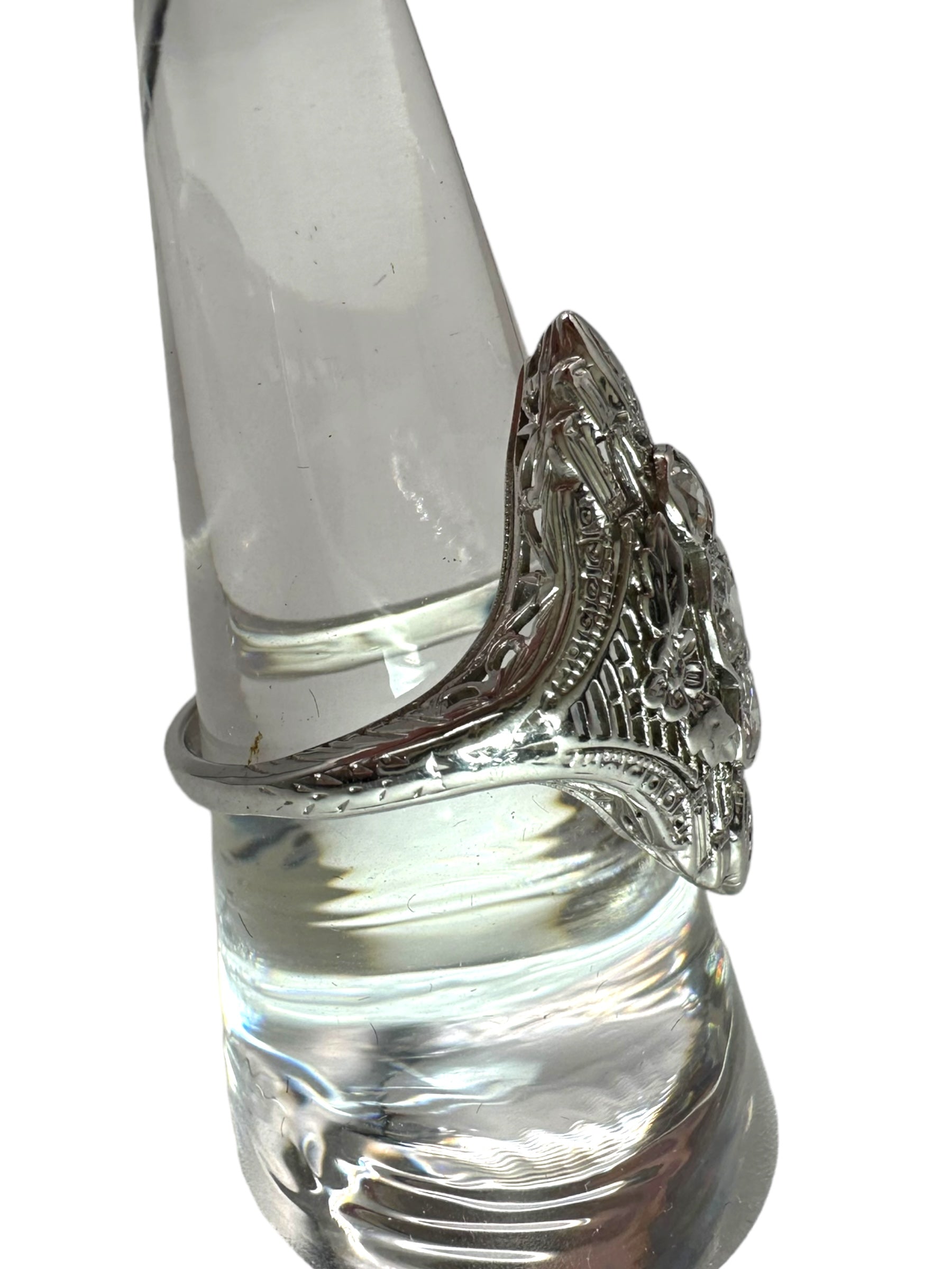 18k Art Deco Style Diamond Filigree Ring