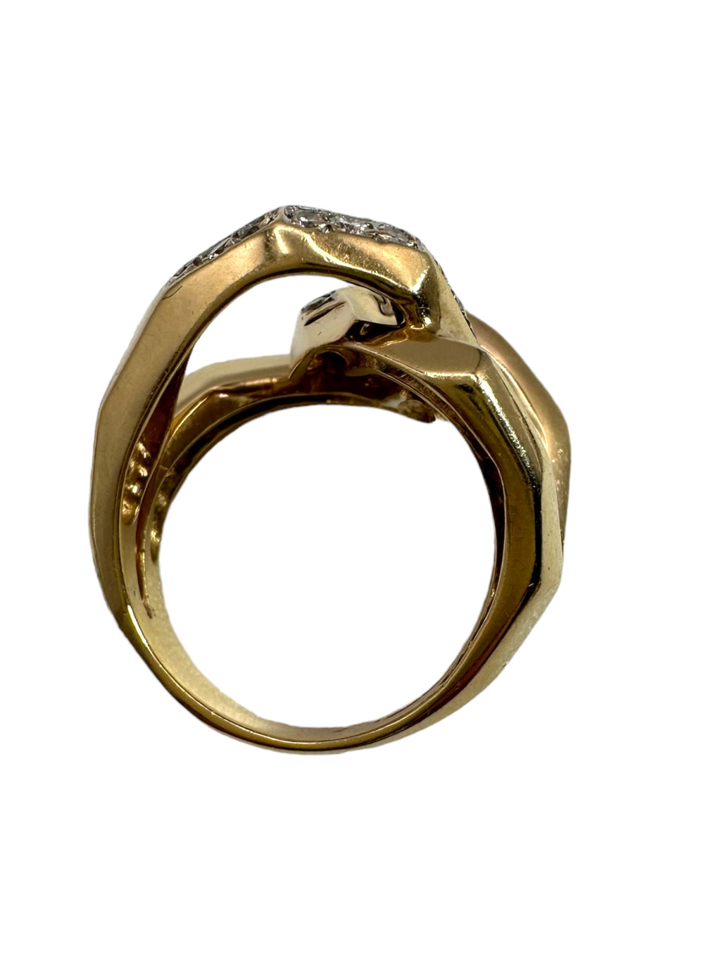 14k Chunky Geometric Diamond Ring