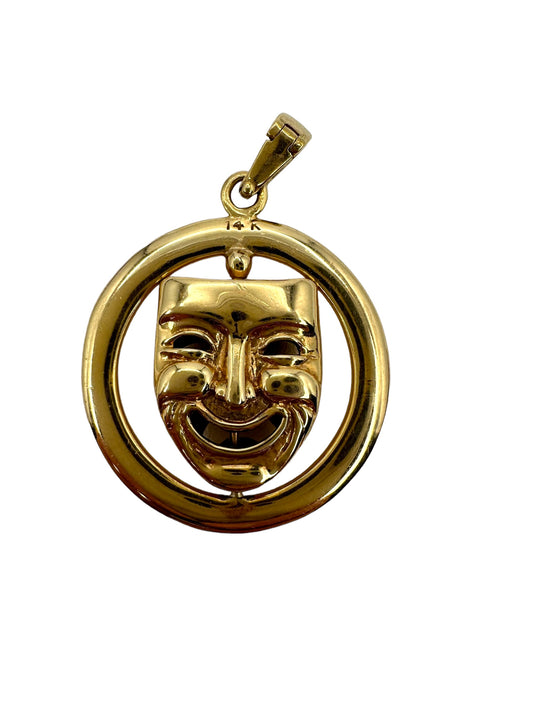 14k Theatrical Articulating Mask Pendant