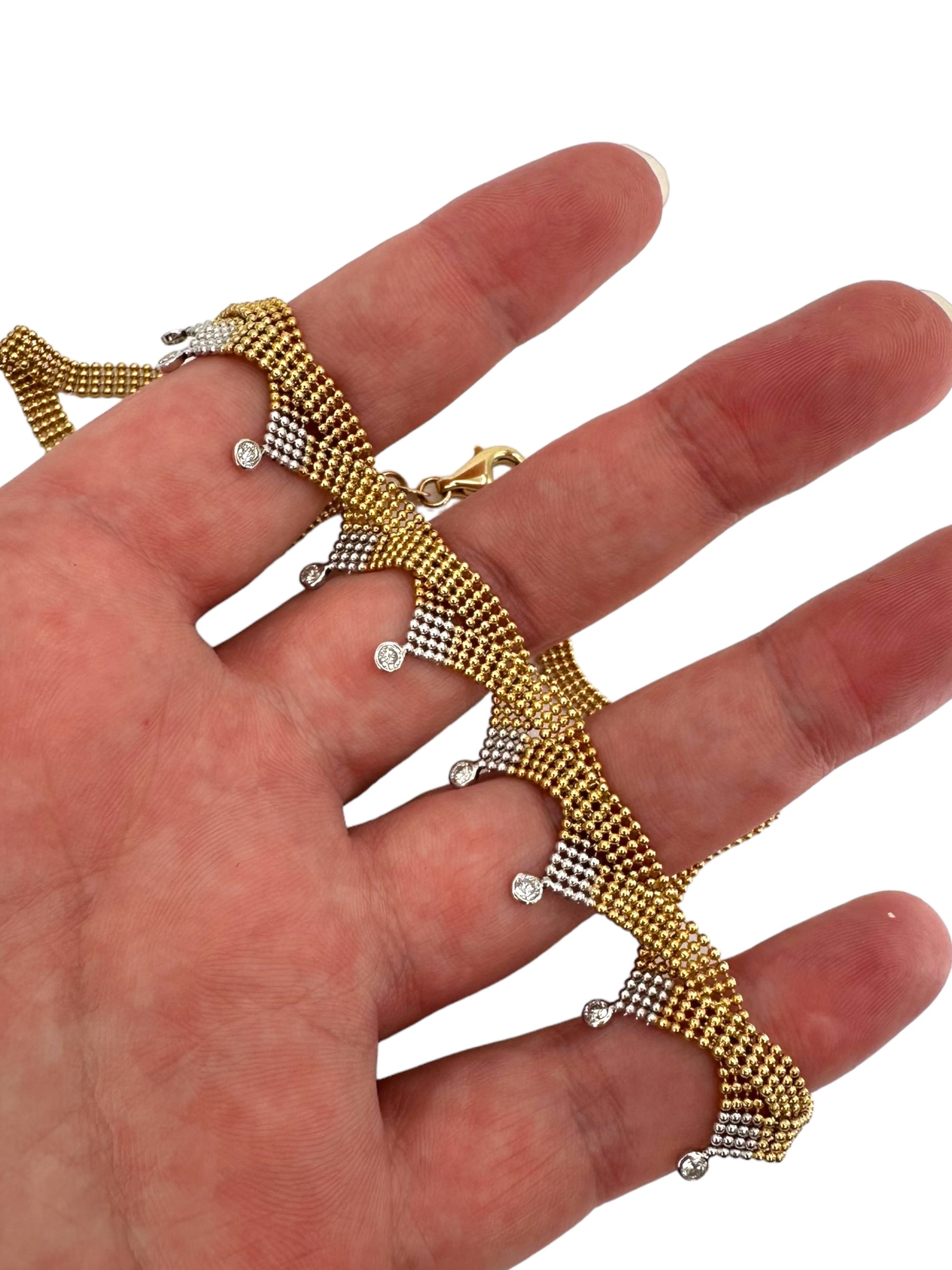 14k Two Tone Diamond Fringe Necklace