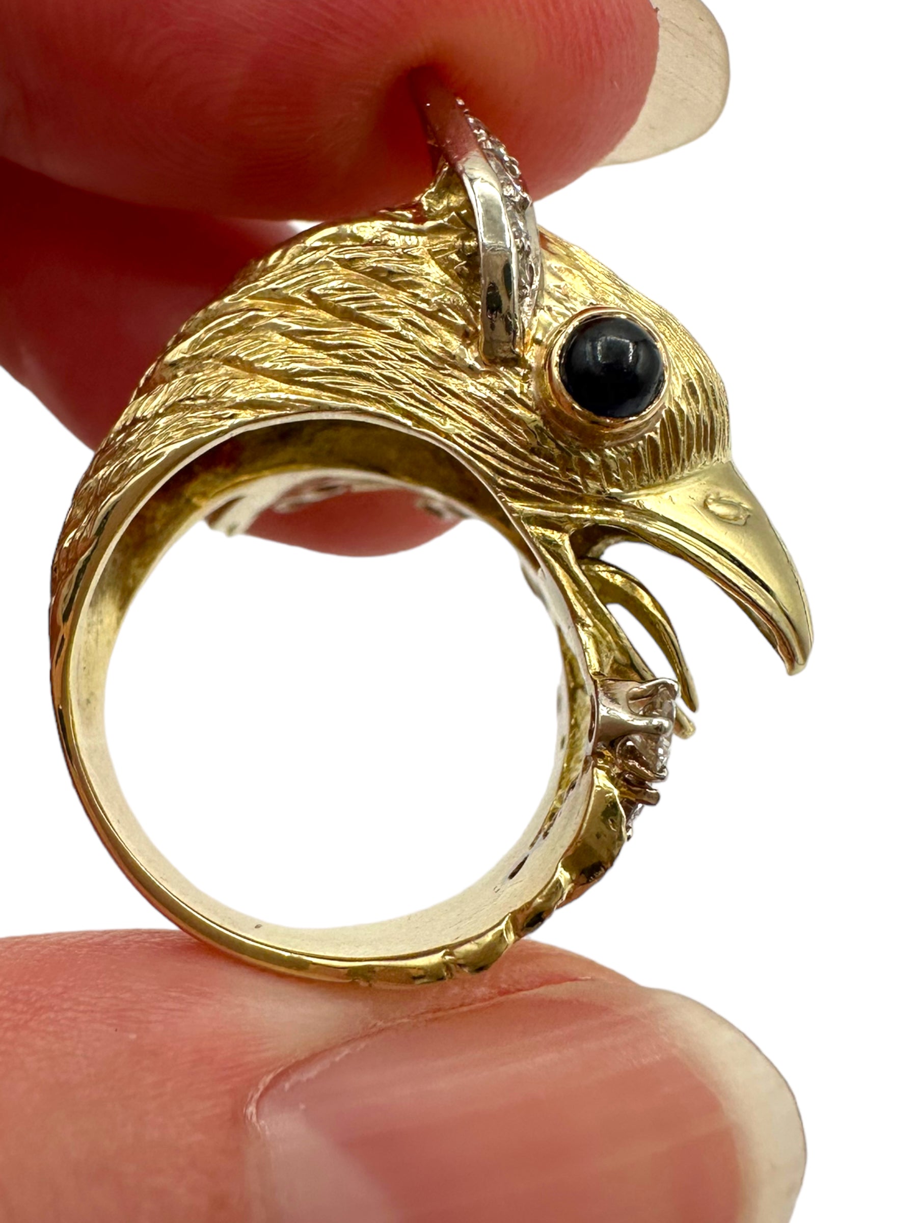 14k Diamond Phoenix Bird Ring